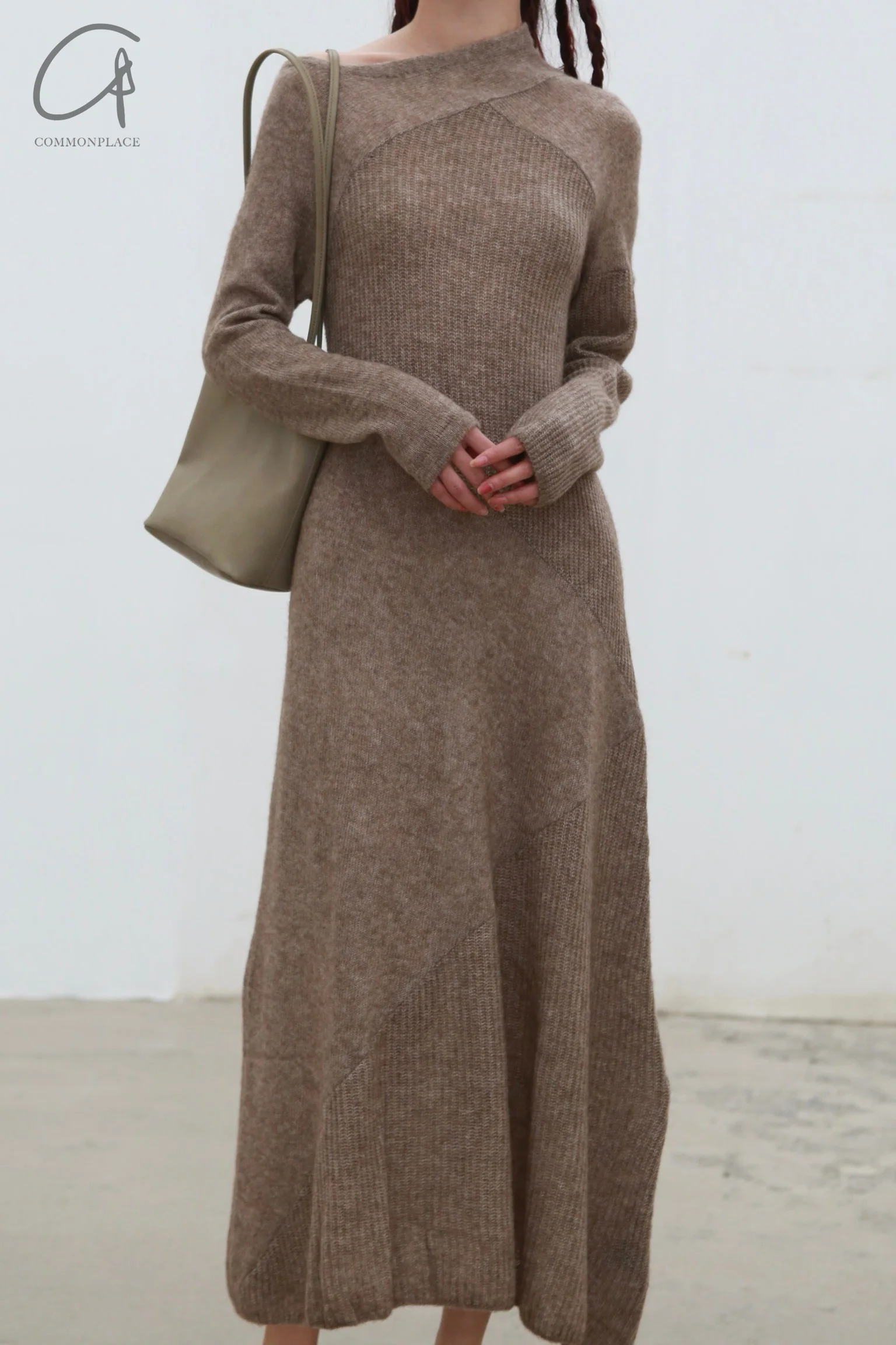 RUOHAN 24 autumn and winter collage cashmere dress RH-RHKN152AW24-ZONG brown - Image 2