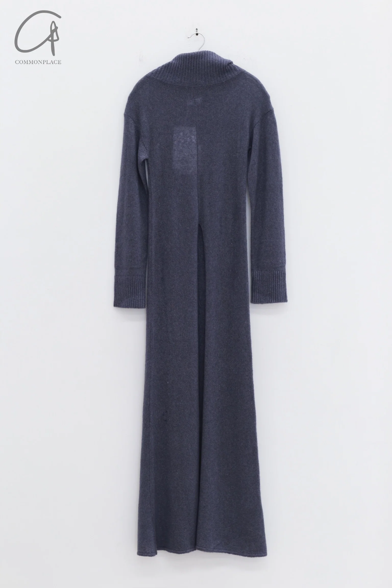 RUOHAN 24 Autumn and Winter High Neck Slit Cashmere Dress RH-RHKN117AW24-LAN Dark Blue - Image 4