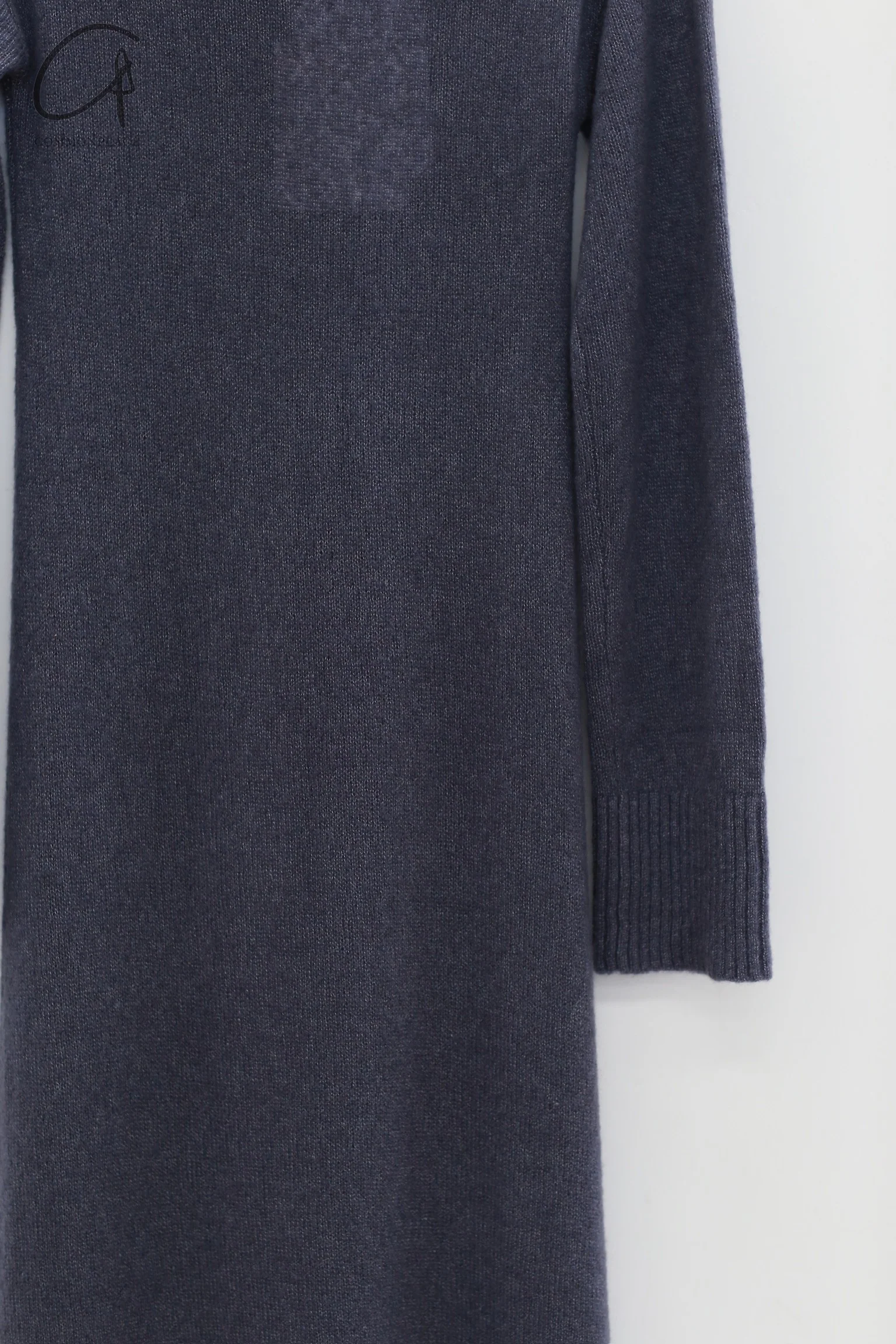 RUOHAN 24 Autumn and Winter High Neck Slit Cashmere Dress RH-RHKN117AW24-LAN Dark Blue - Image 7