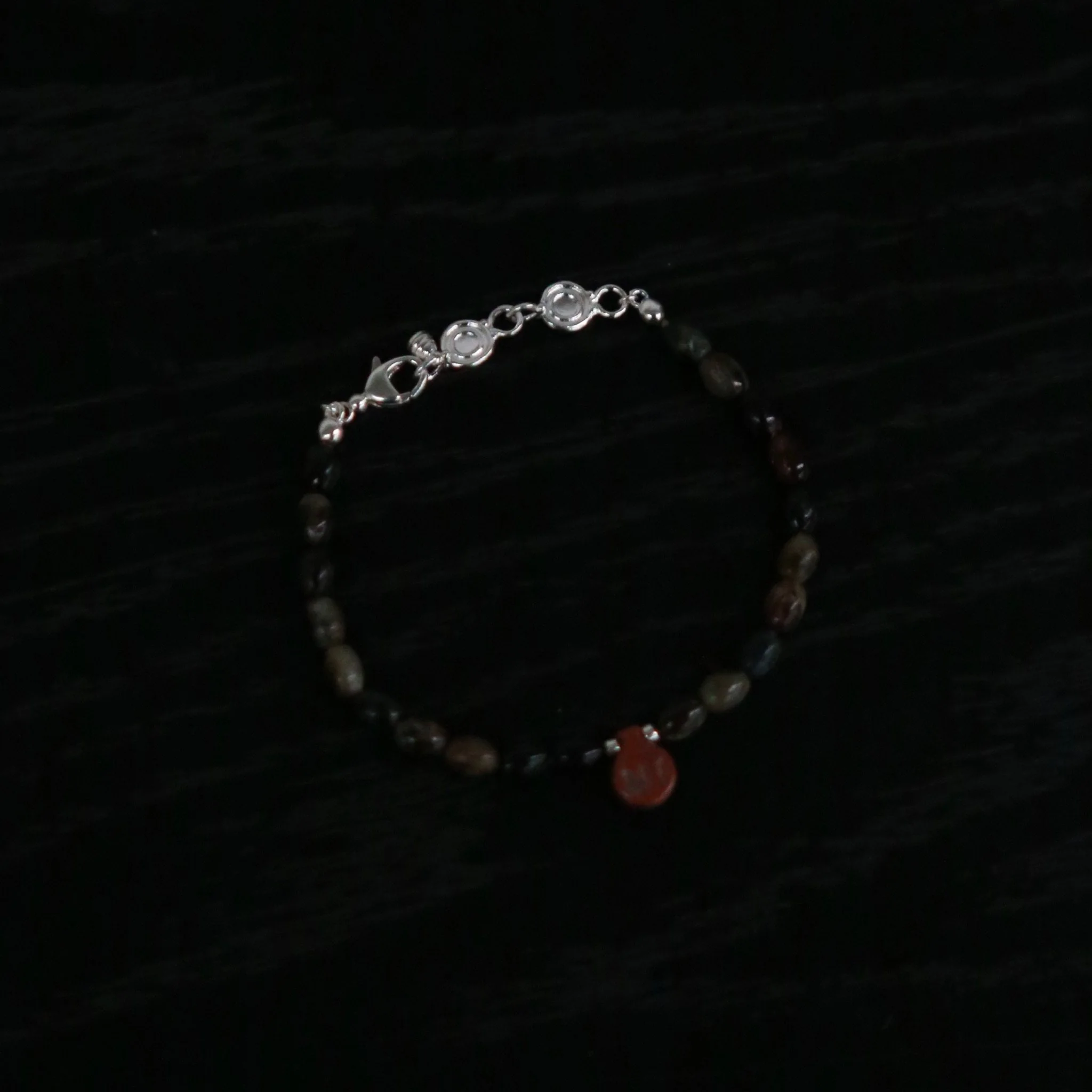 SALE E PEPE Black Mica Pebble Teapot/Yellow Agate Topaz Wine Pot Beaded Bracelet SEP-SP05A12-HHY Black/Red/Silver (SP05A11) - Image 3