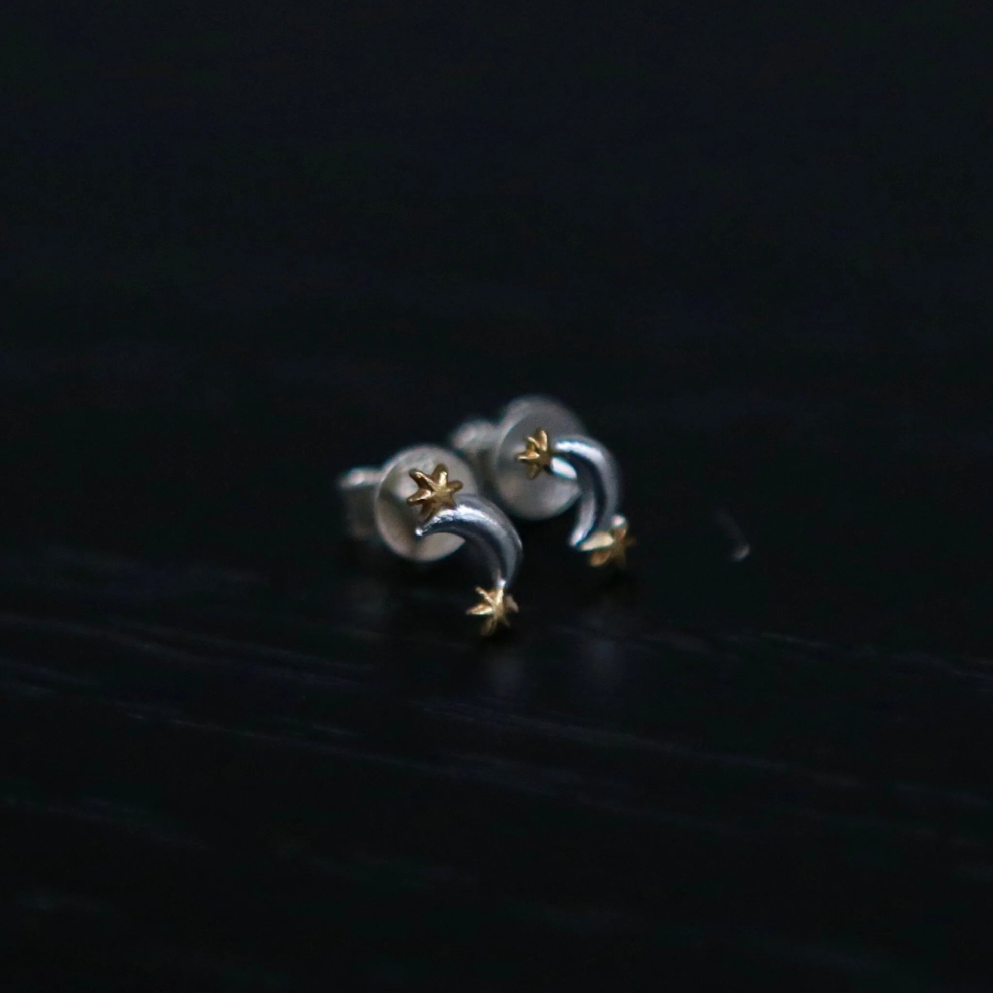 SALE E PEPE Christmas Collection Sterling Silver Gold-Plated Two-Tone Star and Moon Earrings SEP-SPCME03-YJ Silver/Gold - Image 2