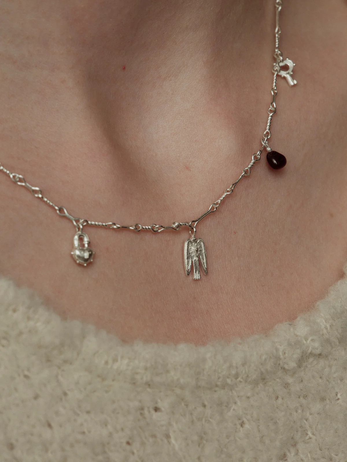 SALE E PEPE Sterling Silver Bird Wind Chime Necklace SEP-SPVAN04-YIN Silver - Image 5