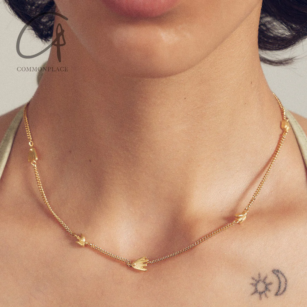 SALE E PEPE Sterling Silver/Gold Plated Forest Necklace SEP-SP02N06-JIN-F Gold - Image 5