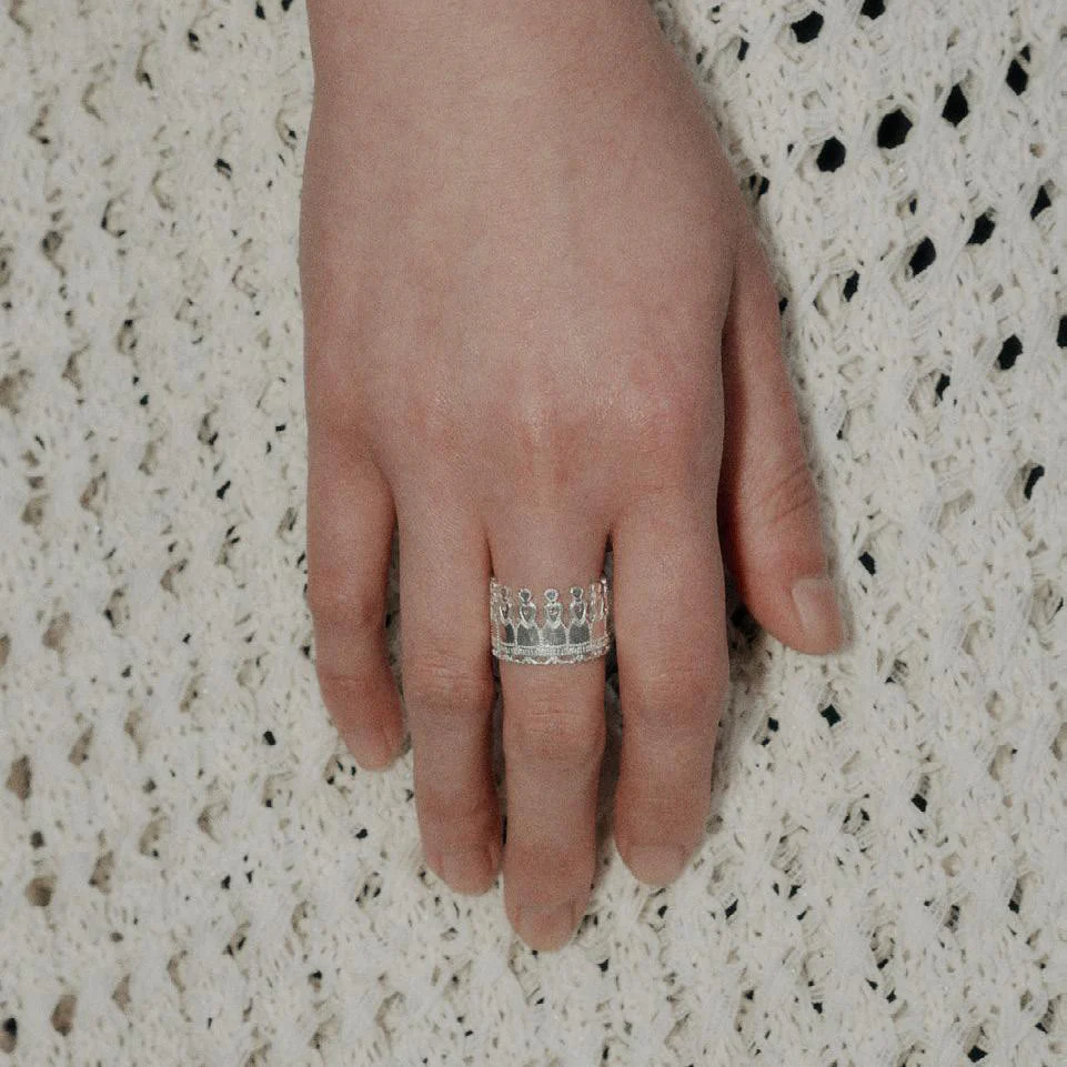 SALE E PEPE Sterling Silver Hollow Women's Ring SEP-SP01F07-YIN Silver - Image 5
