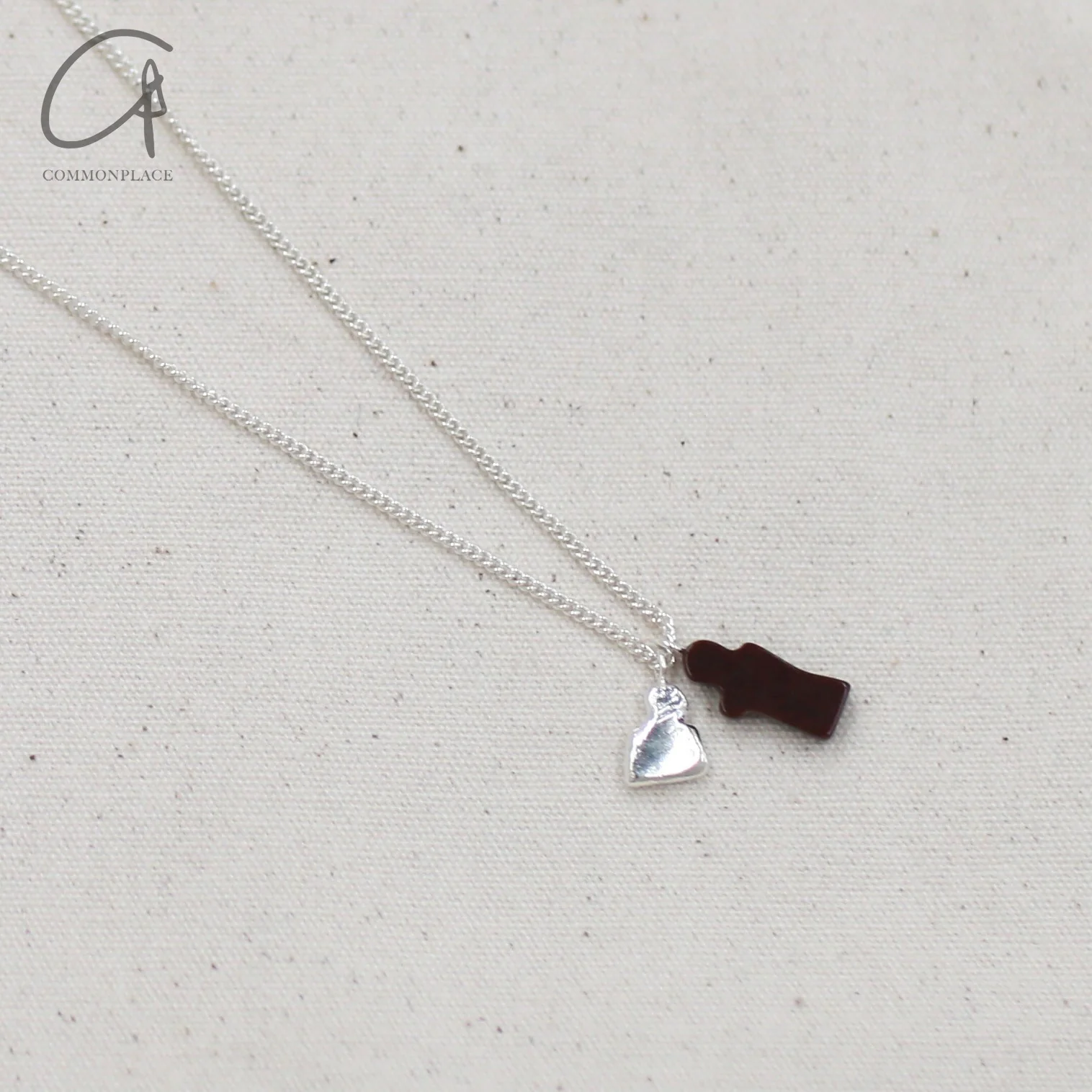 SALE E PEPE Sterling Silver Red Pebble Photo Necklace SEP-SP02N09-HONGYIN-F Red - Image 2