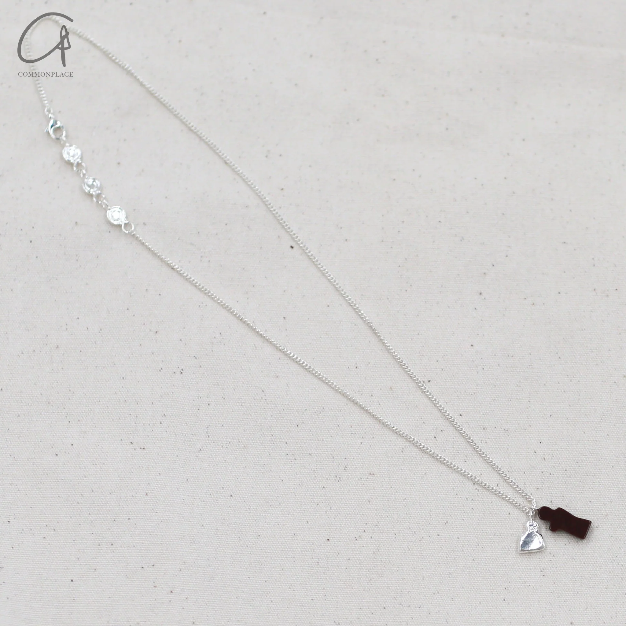 SALE E PEPE Sterling Silver Red Pebble Photo Necklace SEP-SP02N09-HONGYIN-F Red - Image 3