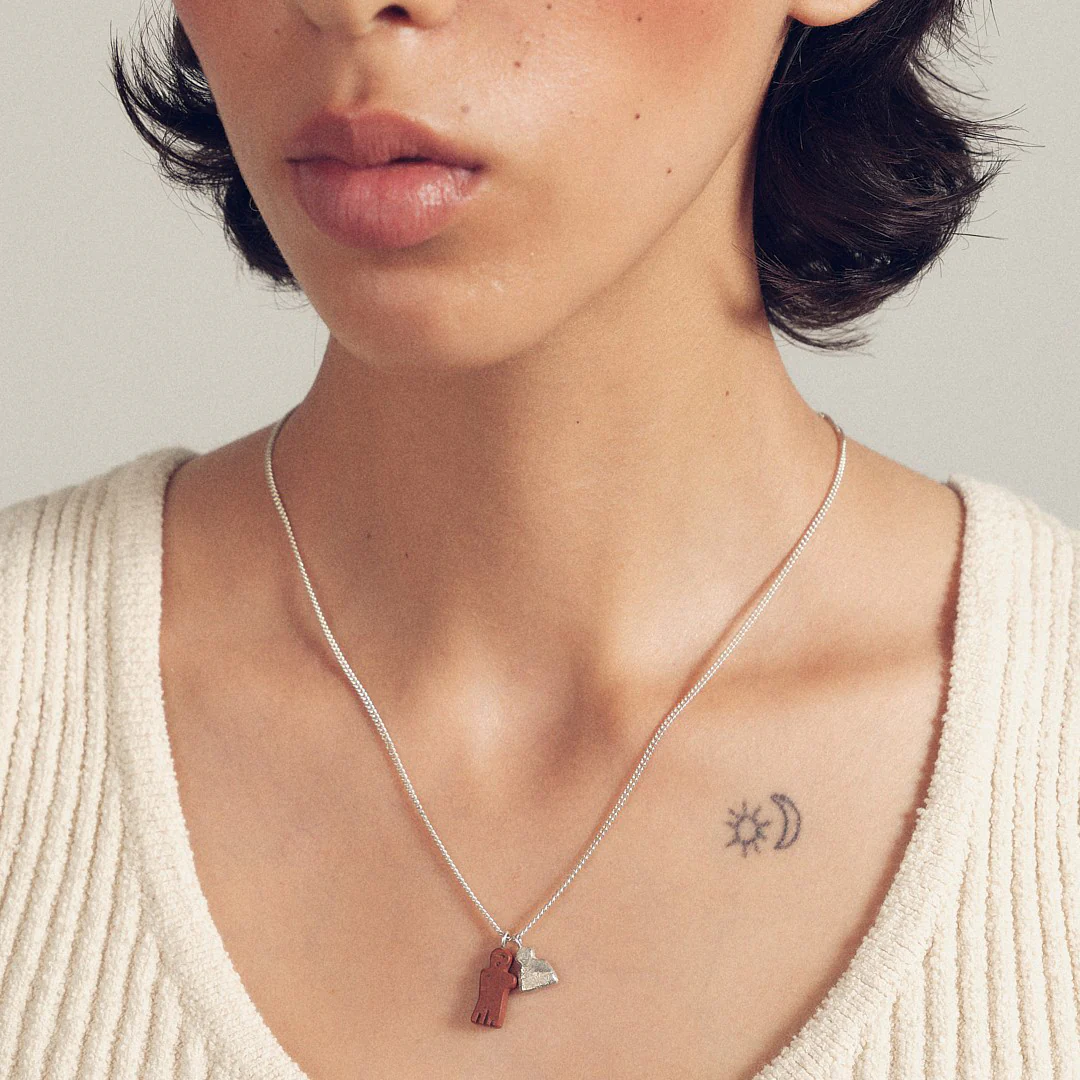 SALE E PEPE Sterling Silver Red Pebble Photo Necklace SEP-SP02N09-HONGYIN-F Red - Image 6