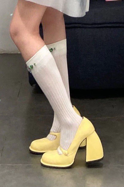 shushutong round toe high heels aw21ac06 yellow - Image 6
