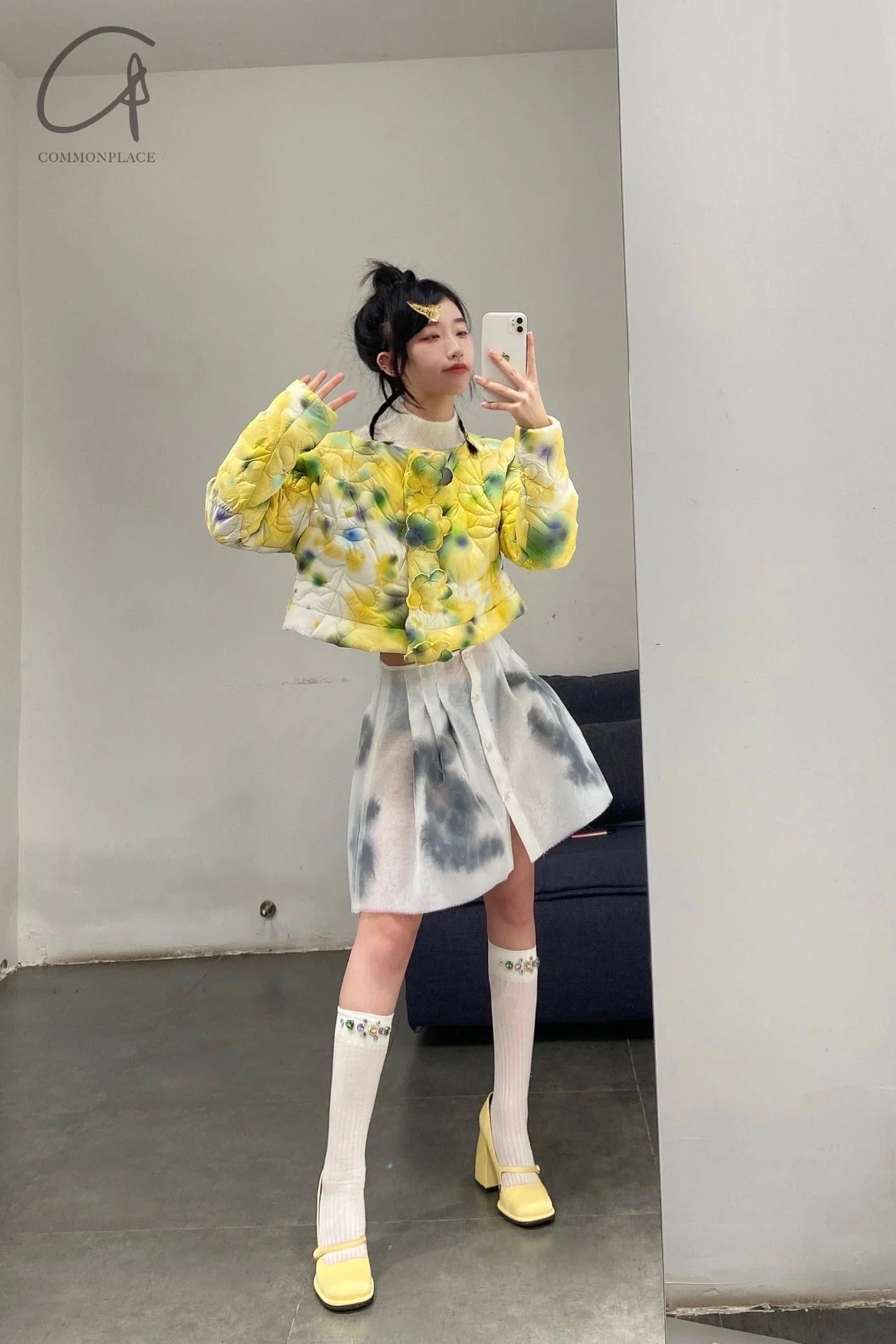 shushutong round toe high heels aw21ac06 yellow - Image 8