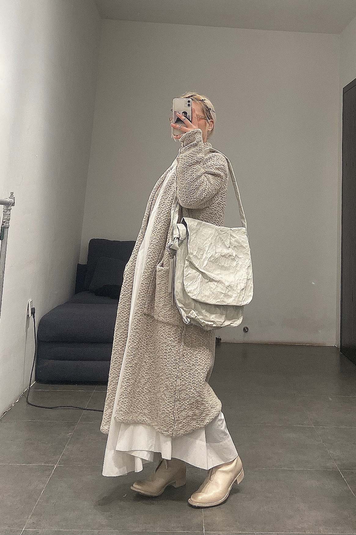 SIMONA TAGLIAFERRI (Sheepskin Anima, large cross-body bag) SS17A03 LAMB ANIMA CHALK - Image 18