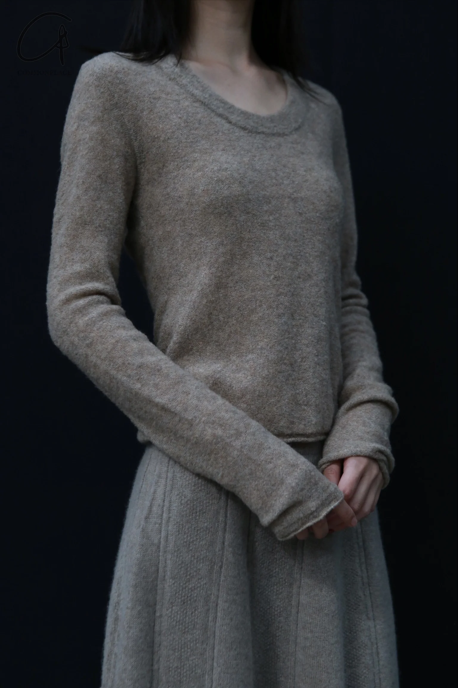 SWAYING 24 Autumn and Winter Low Round Neck Wool Bottoming Shirt SW-SW24AW1T22-TUO Camel SW24AW1T22 - Image 2