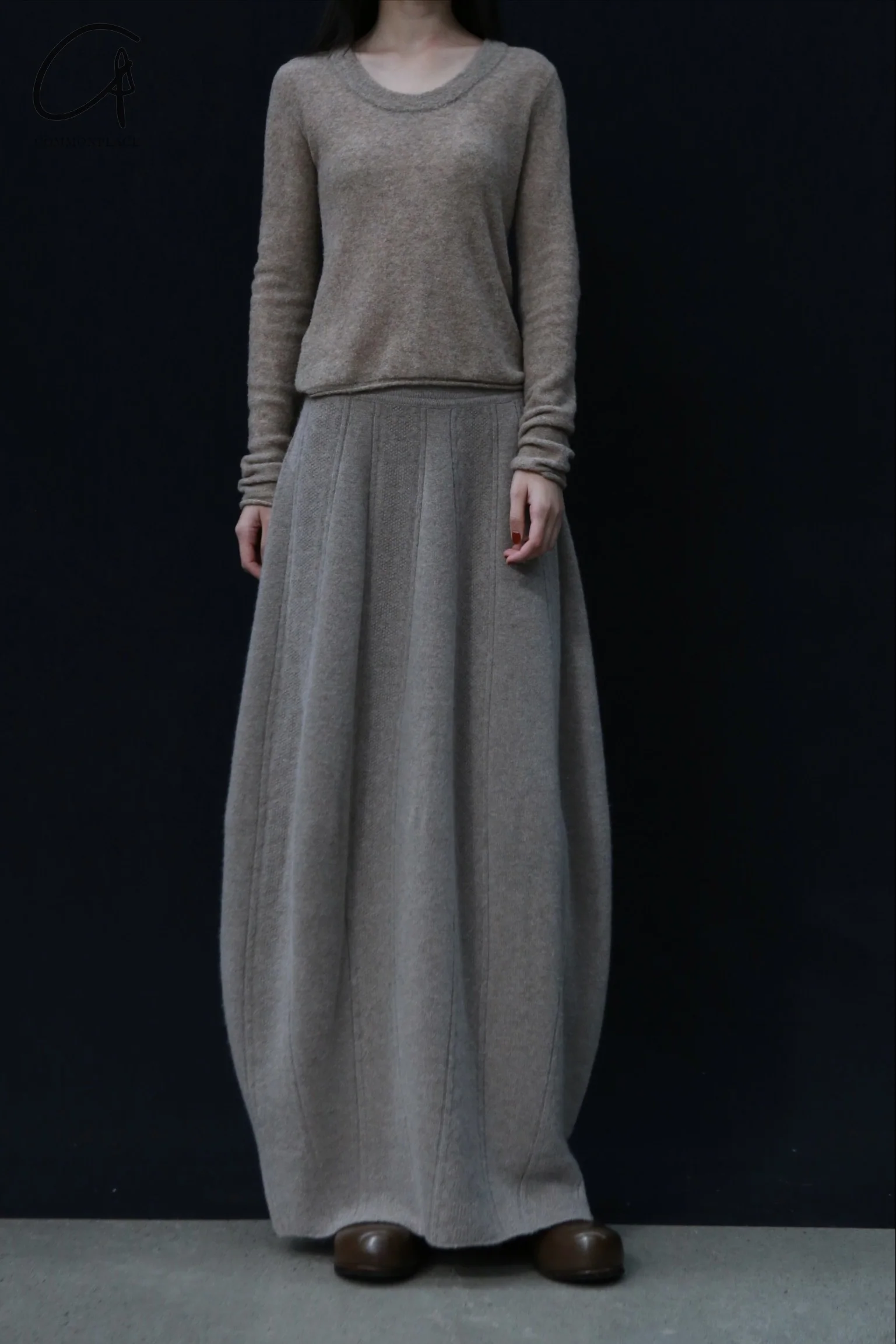 SWAYING 24 Autumn and Winter Low Round Neck Wool Bottoming Shirt SW-SW24AW1T22-TUO Camel SW24AW1T22 - Image 4