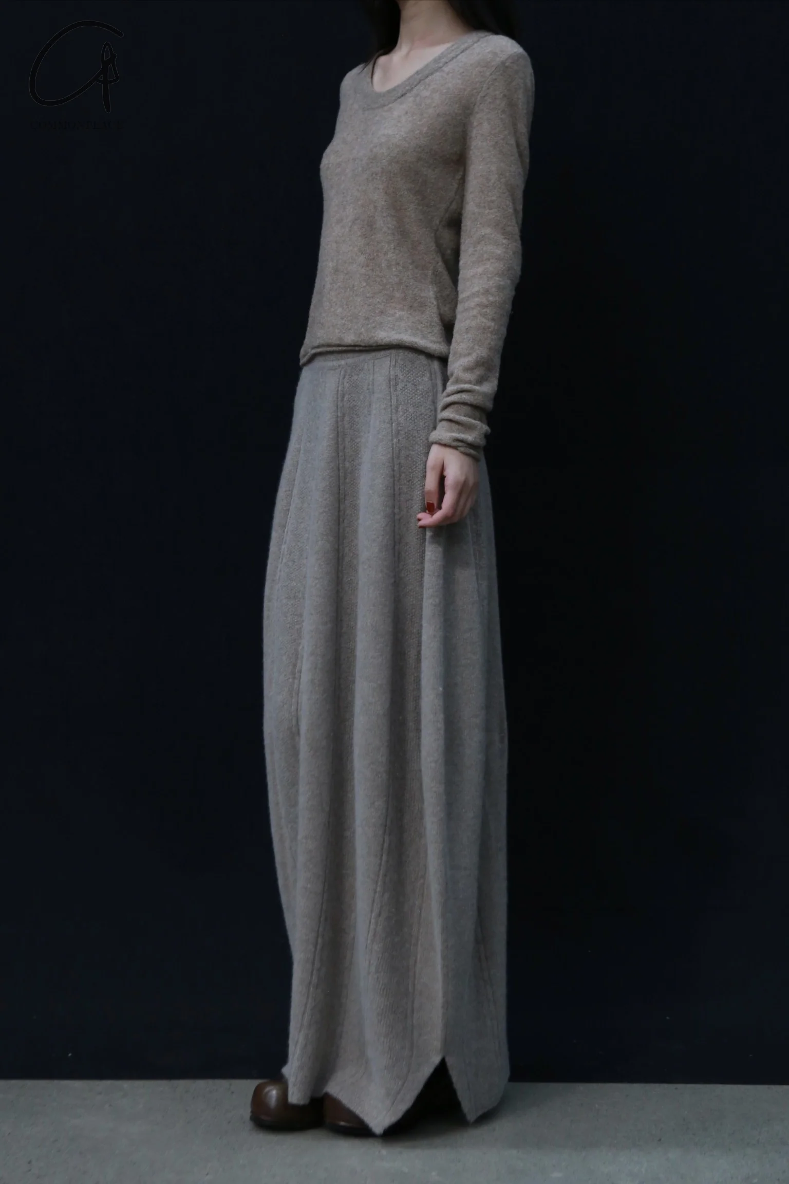 SWAYING 24 Autumn and Winter Low Round Neck Wool Bottoming Shirt SW-SW24AW1T22-TUO Camel SW24AW1T22 - Image 5