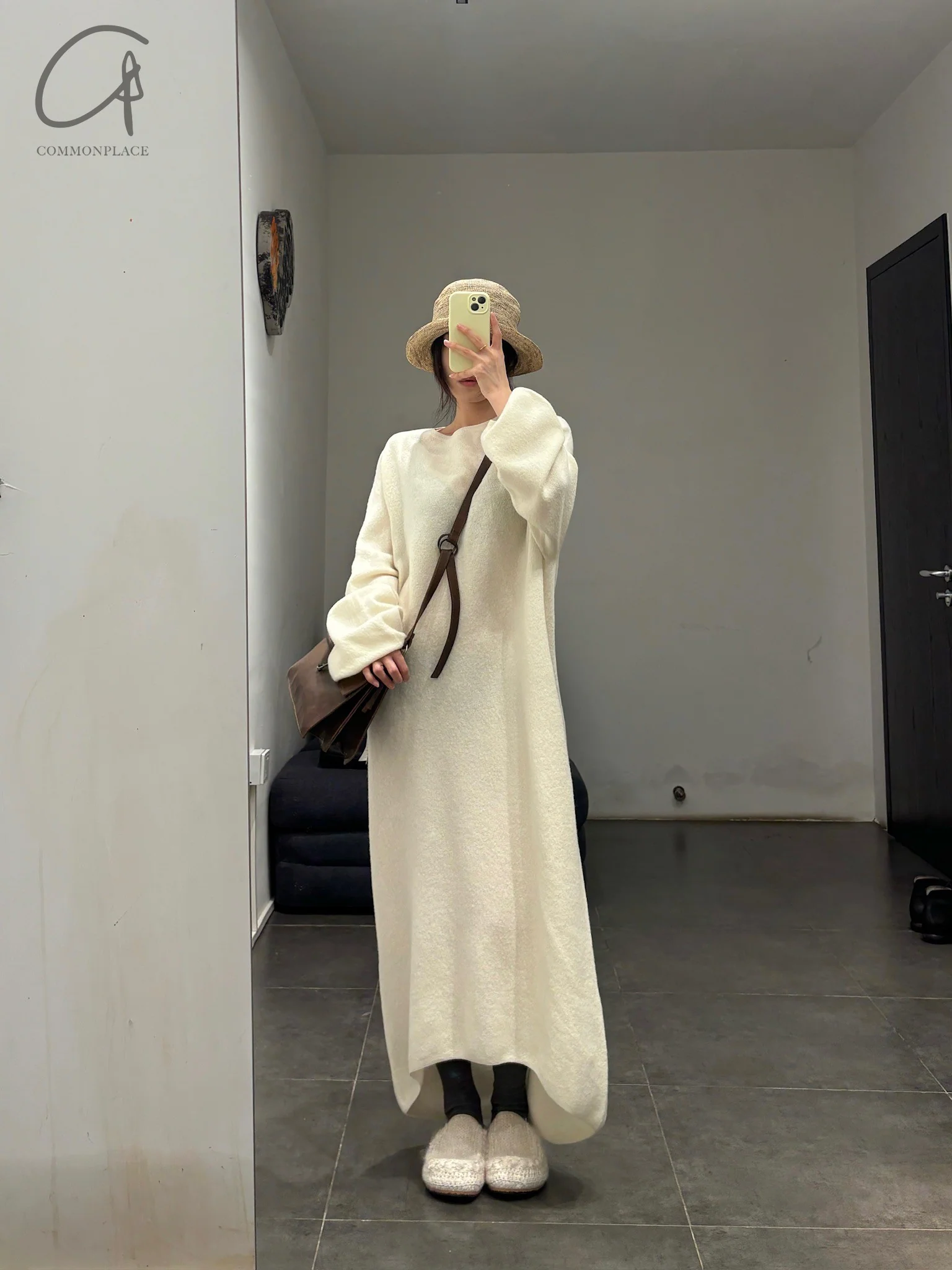 SWAYING 24 Autumn and Winter Seamless Strong Shrink Long Sleeve Dress SW-SW24AW2L12-BAI White - Image 10