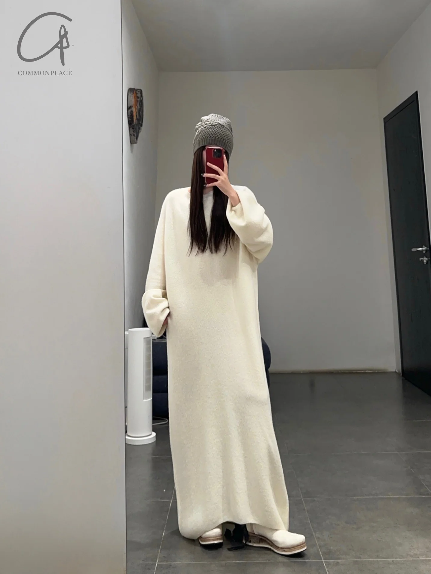SWAYING 24 Autumn and Winter Seamless Strong Shrink Long Sleeve Dress SW-SW24AW2L12-BAI White - Image 6