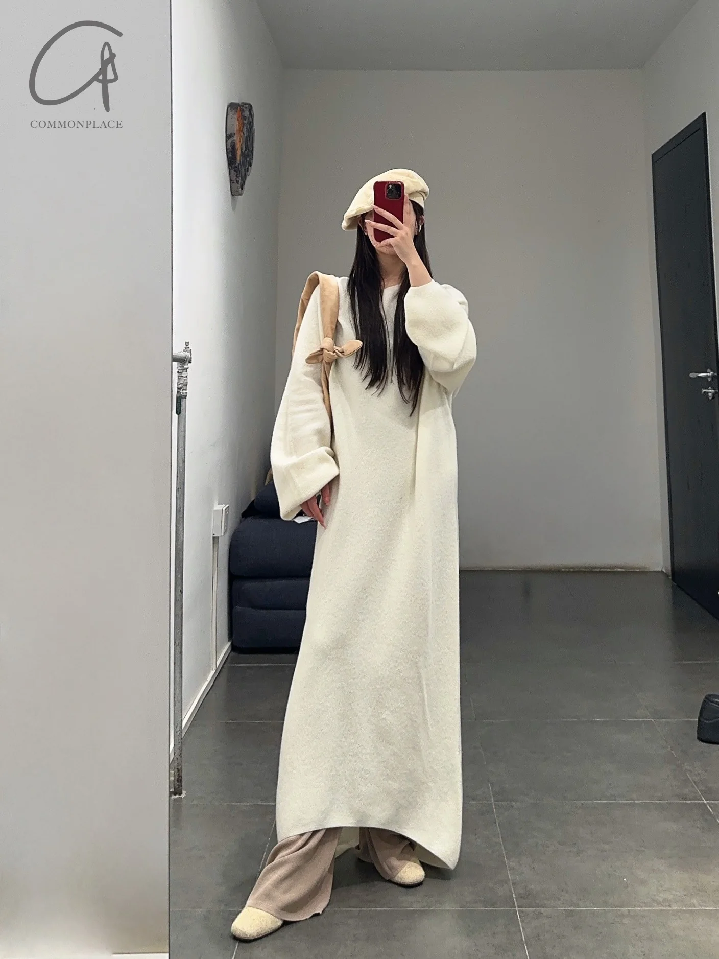 SWAYING 24 Autumn and Winter Seamless Strong Shrink Long Sleeve Dress SW-SW24AW2L12-BAI White - Image 8