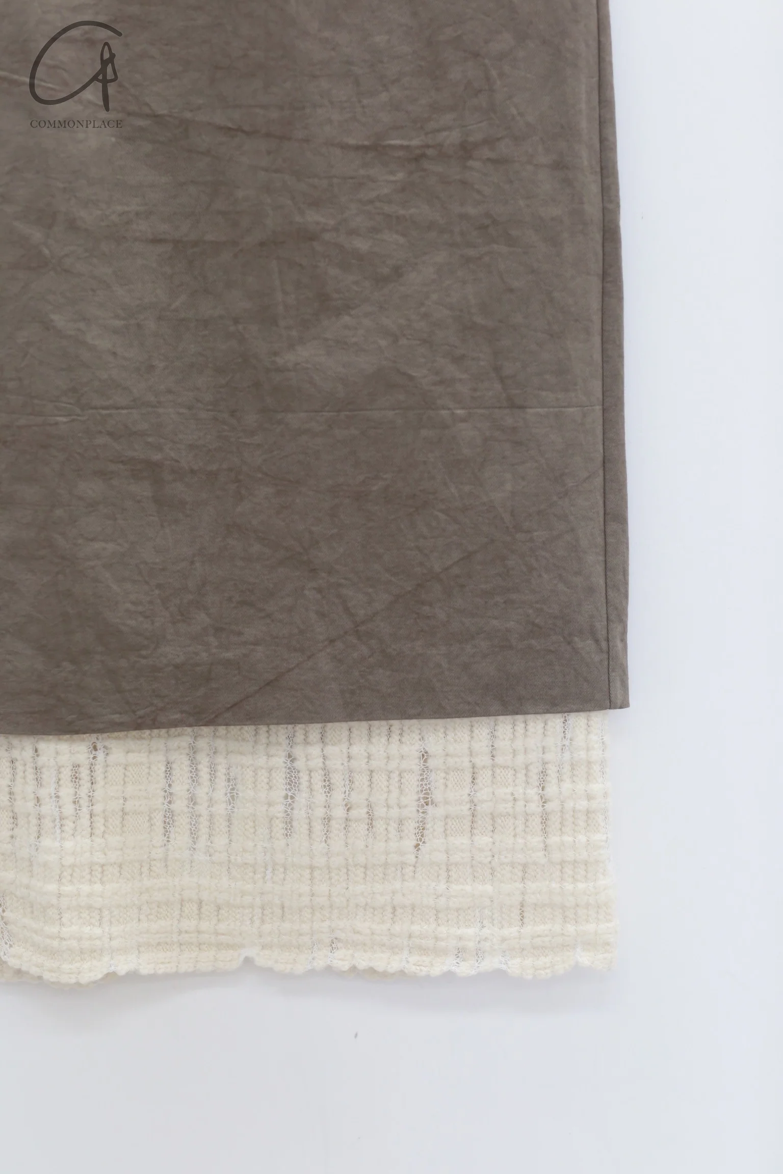 SWAYING 24 Autumn and Winter Wool Splicing Straight Skirt SW-SW24AW3B23-HUILV Gray Green - Image 4