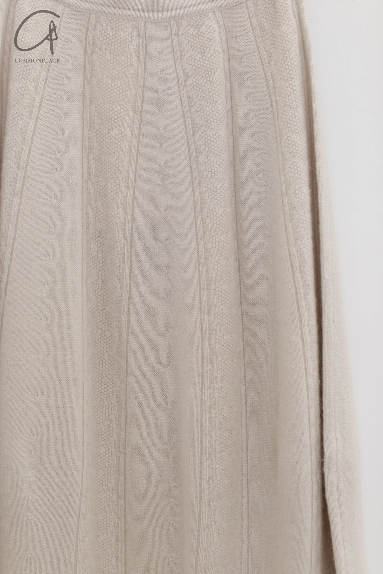 SWAYING 24 Autumn and Winter Wool Velvet Blended Cocoon Long Skirt SW-SW24AW3B11-MB Beige - Image 2