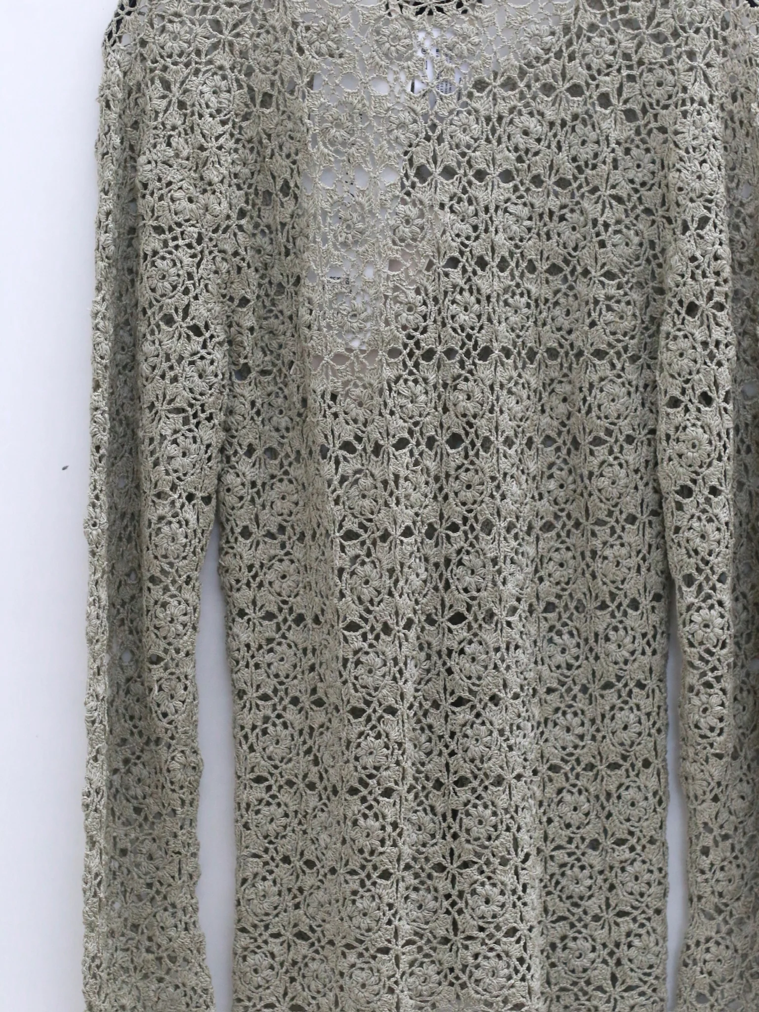 SWAYING 25 Autumn and Winter Crochet Silk Cotton Top SW-SW25AW1T16C3S2-HL Gray Green - Image 4