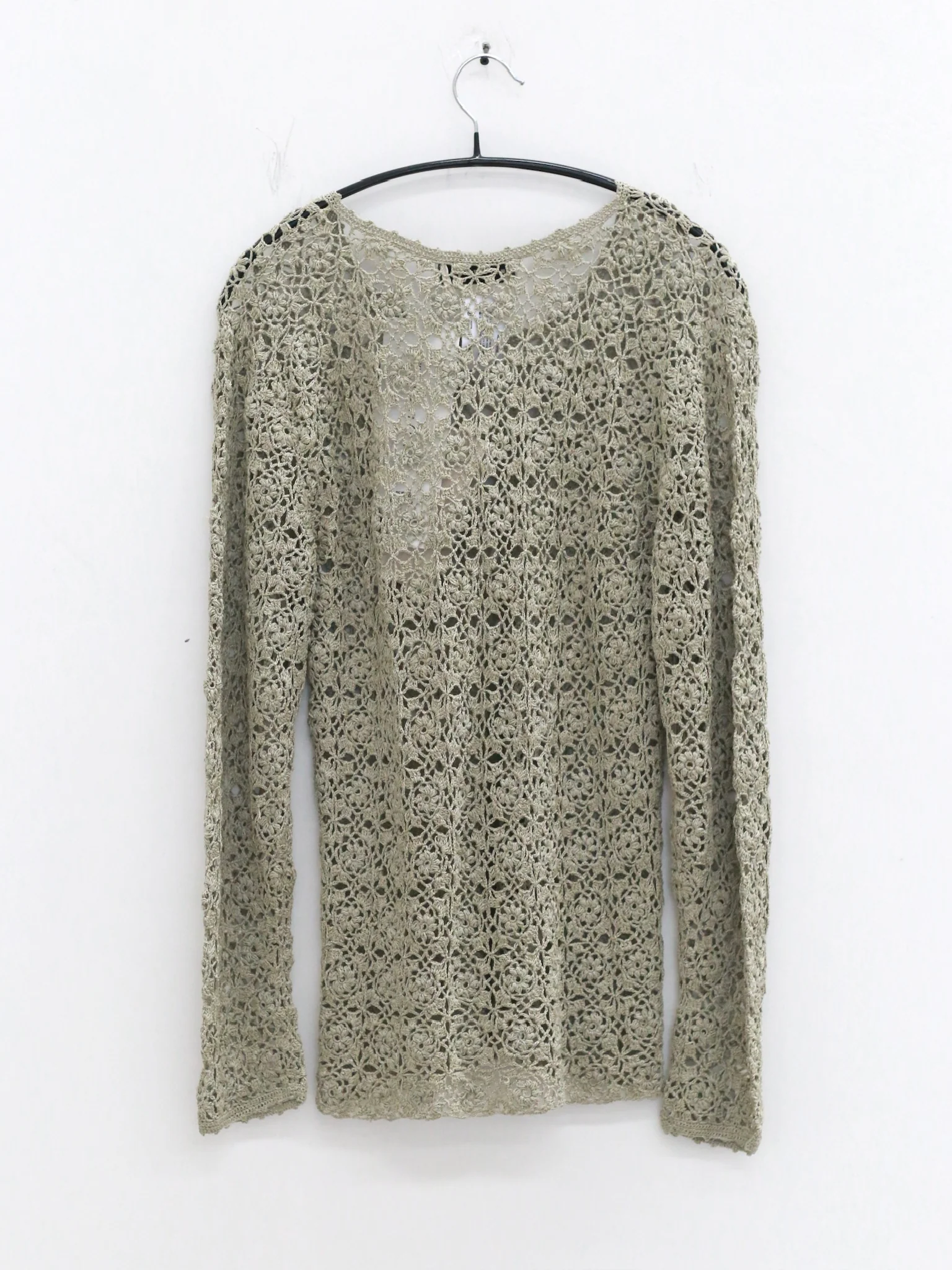 SWAYING 25 Autumn and Winter Crochet Silk Cotton Top SW-SW25AW1T16C3S2-HL Gray Green - Image 5