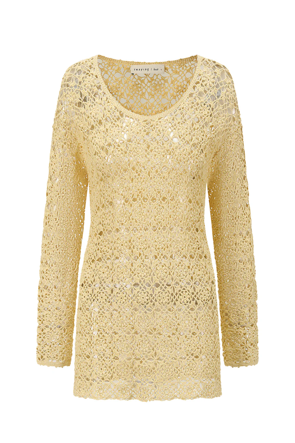 SWAYING 25 Autumn/Winter Crochet Silk Cotton Top SW-SW25AW1T16C2S2-HUANG Yellow (SW-SW25AW1T16C2S4-HUANG) - Image 5