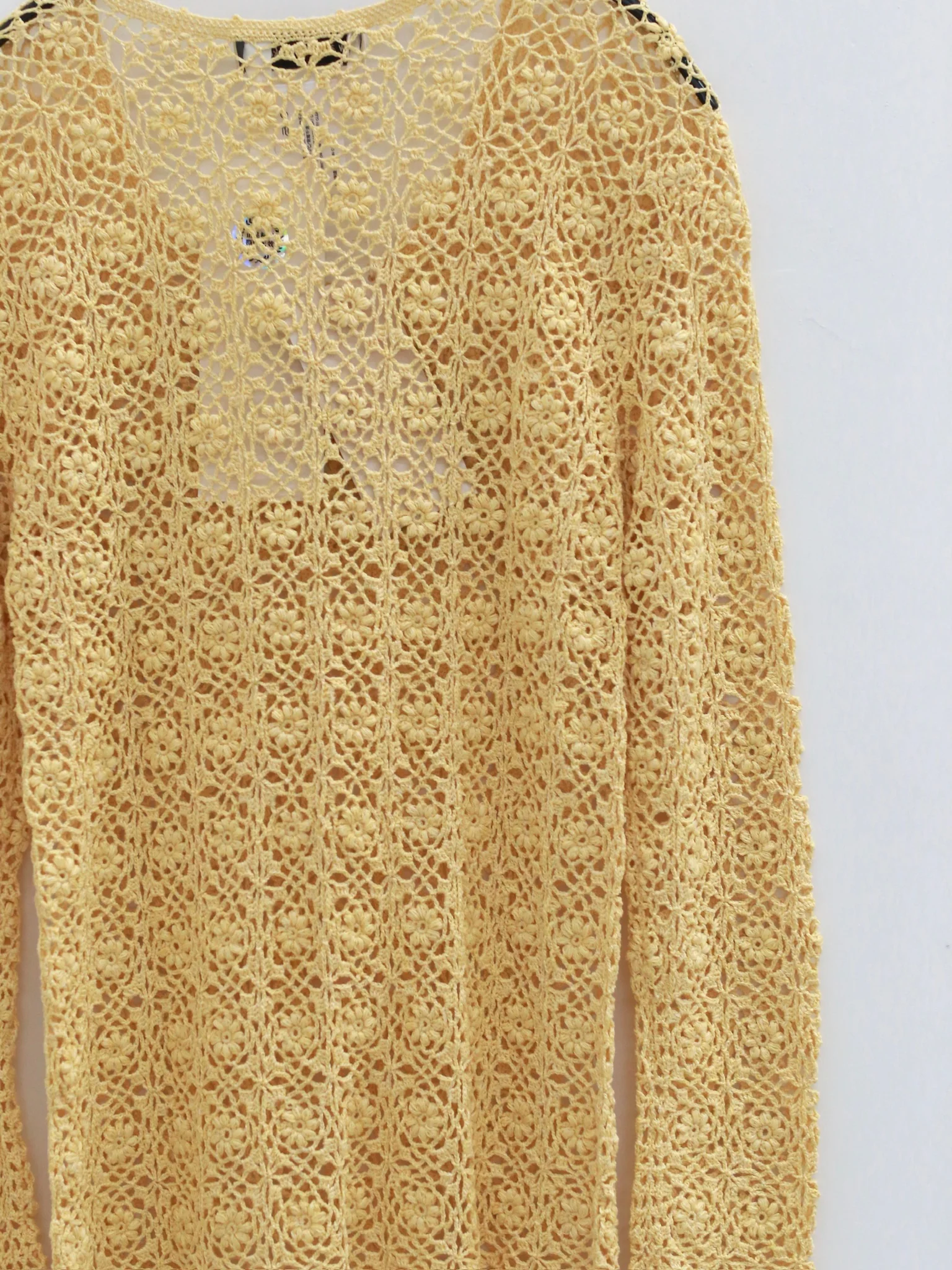 SWAYING 25 Autumn/Winter Crochet Silk Cotton Top SW-SW25AW1T16C2S2-HUANG Yellow (SW-SW25AW1T16C2S4-HUANG) - Image 8