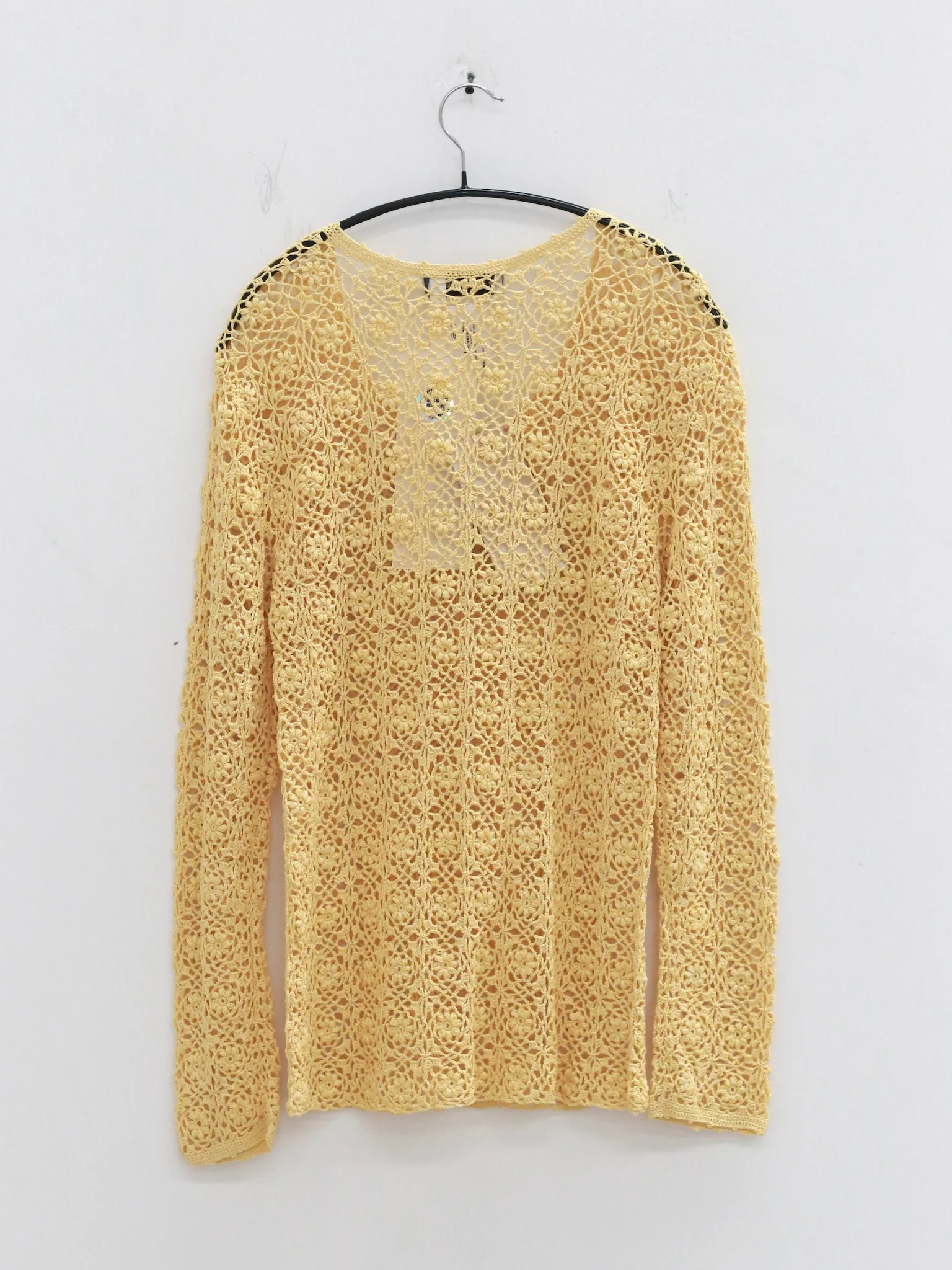 SWAYING 25 Autumn/Winter Crochet Silk Cotton Top SW-SW25AW1T16C2S2-HUANG Yellow (SW-SW25AW1T16C2S4-HUANG) - Image 9