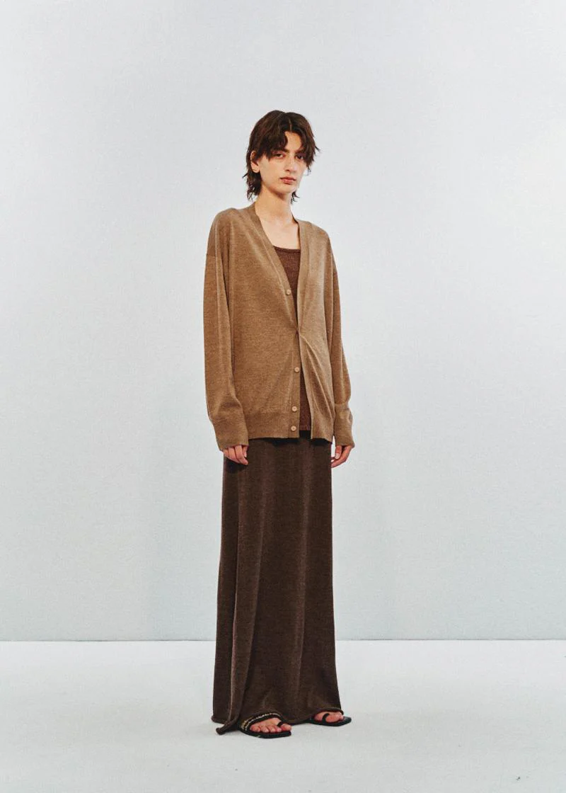 SWAYING 25 Early Autumn Outline Cashmere Cardigan SW-SW25PF1T17C2-KQ Khaki - Image 6
