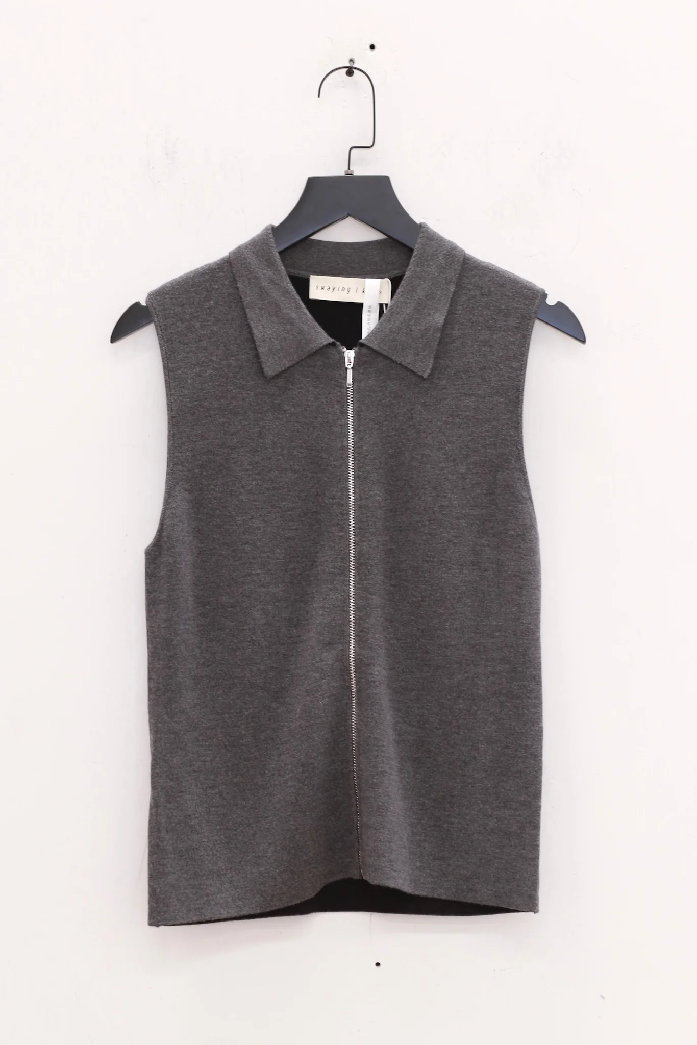 SWAYING 25 Early Autumn Zipper Lapel Cashmere Blend Vest SW-SW25PF1T15C3-HUI Gray - Image 2