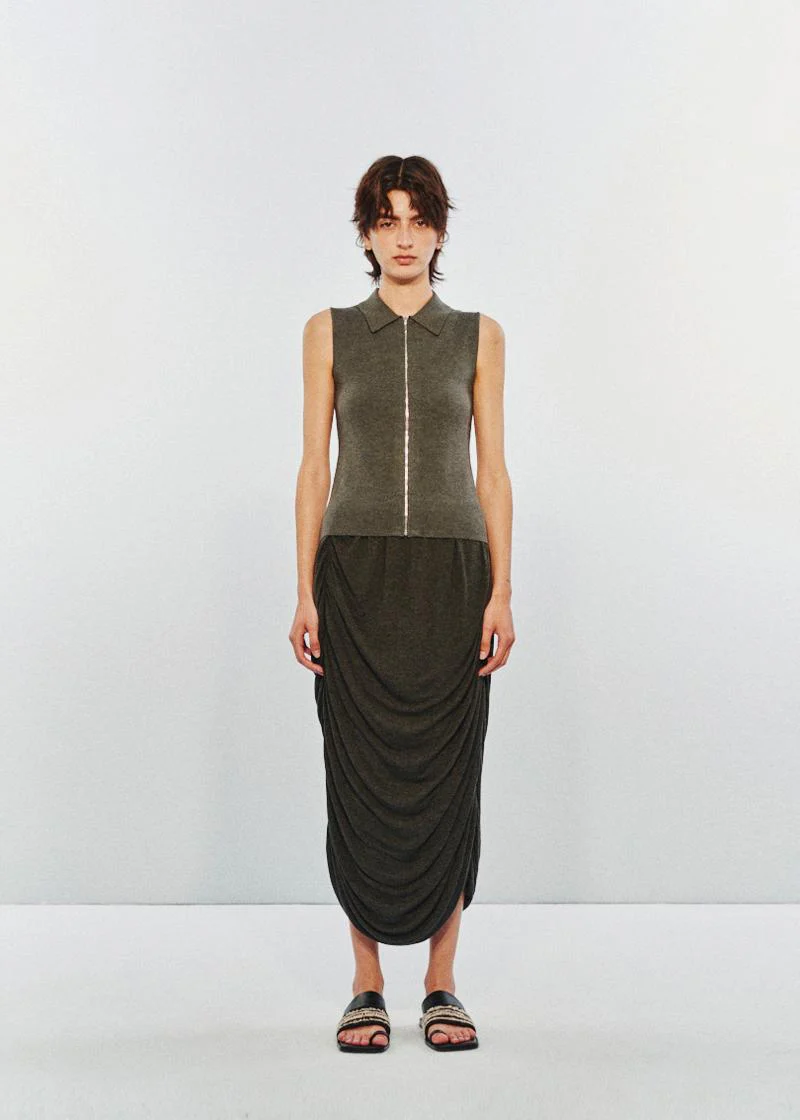 SWAYING 25 Early Autumn Zipper Lapel Cashmere Blend Vest SW-SW25PF1T15C3-HUI Gray - Image 6