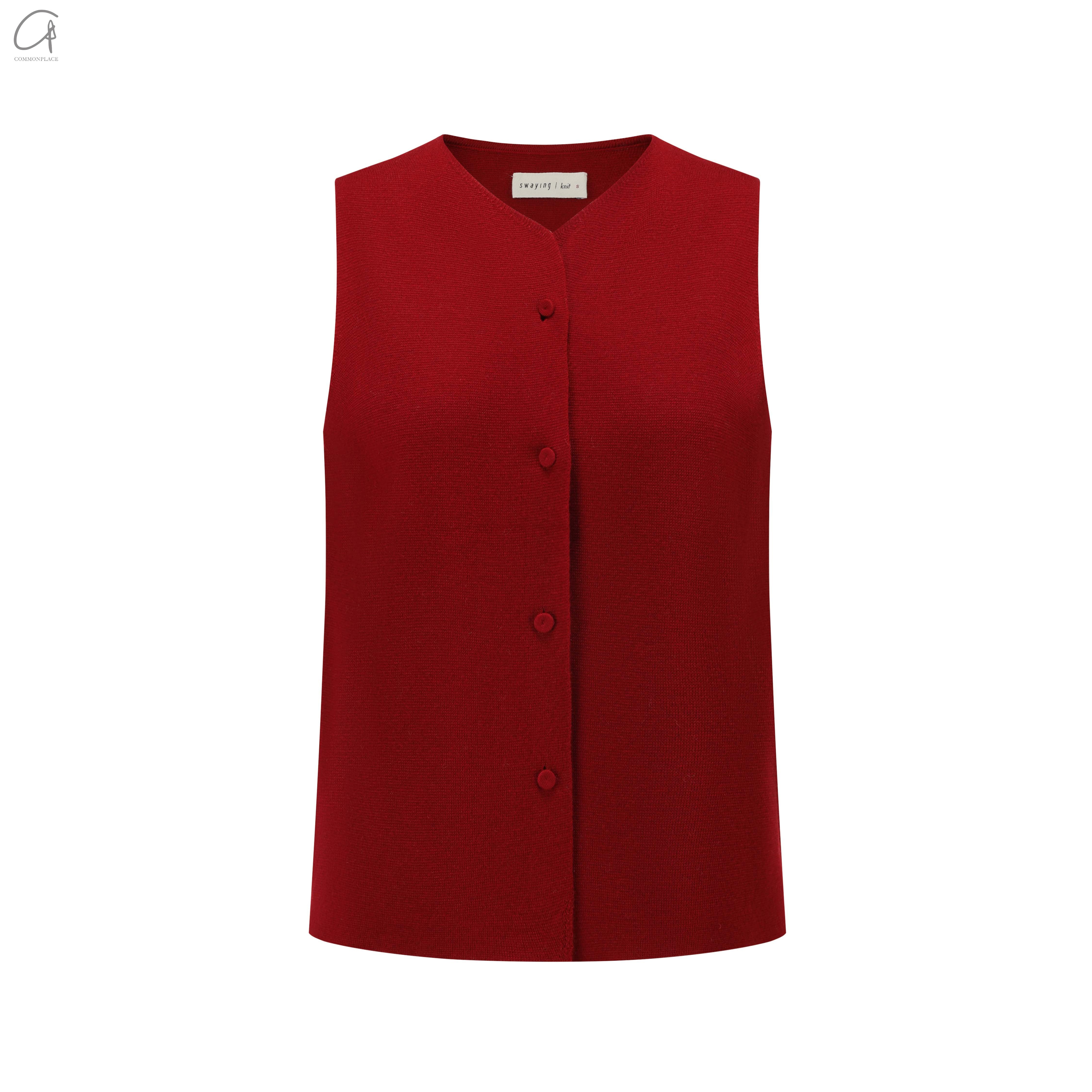 SWAYING 25 Early Spring Cardigan Vest SW-SW25PS1T09-ZAOHONG Red SW25PS1T09 - Image 5