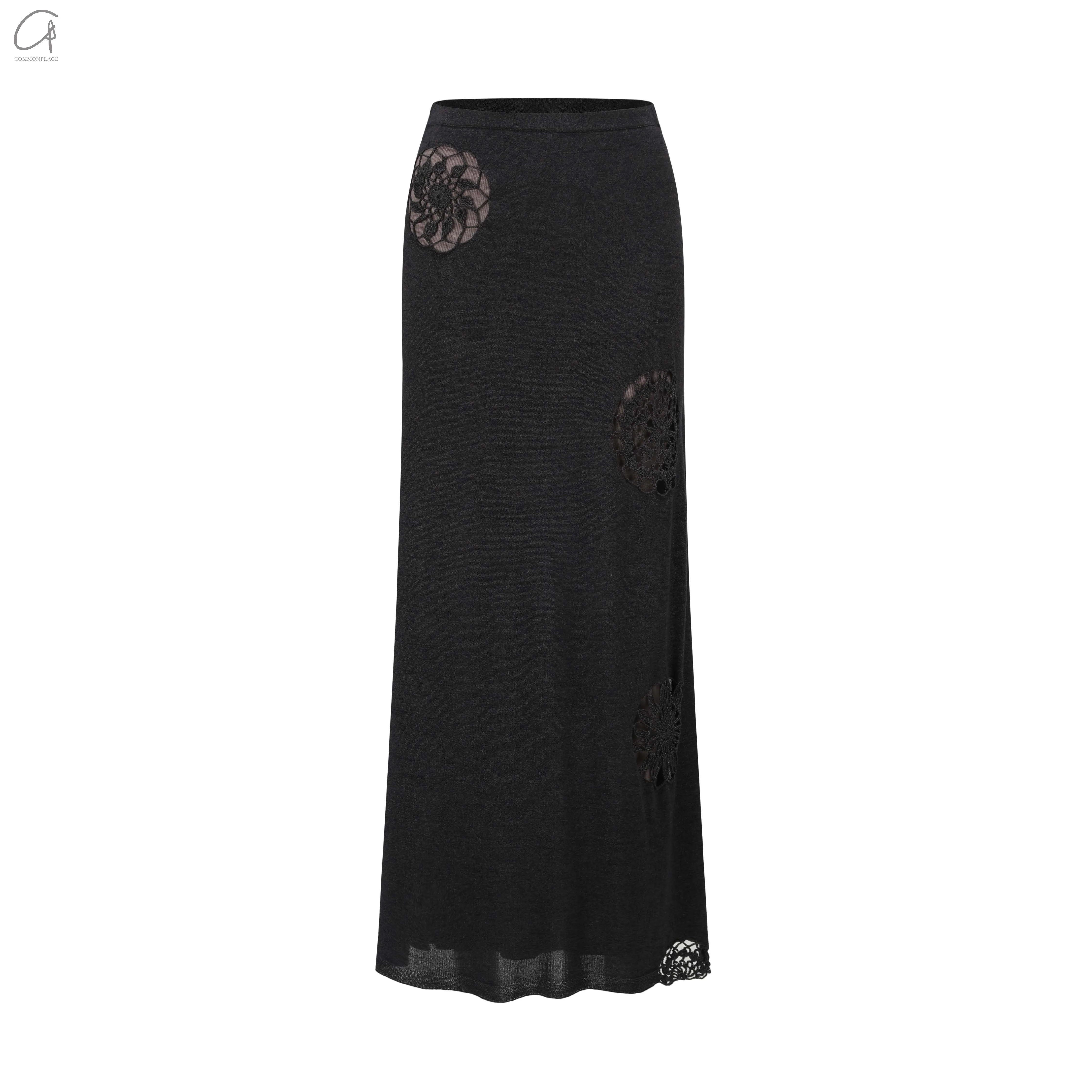 SWAYING 25 Early Spring Crochet Detail Skirt SW-SW25PS3B03-HEIHUI Gray and Black SW25PS3B03 - Image 5