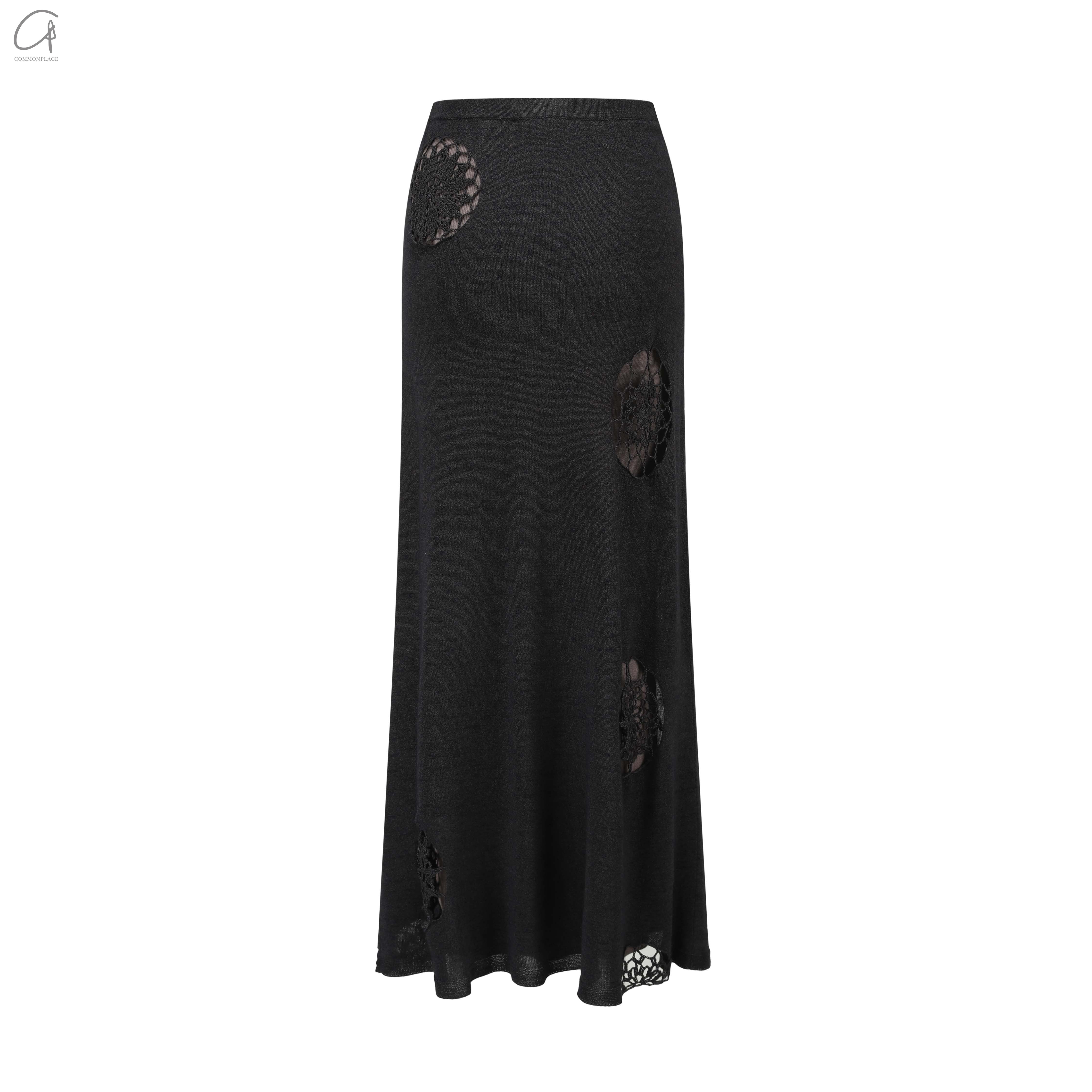 SWAYING 25 Early Spring Crochet Detail Skirt SW-SW25PS3B03-HEIHUI Gray and Black SW25PS3B03 - Image 6