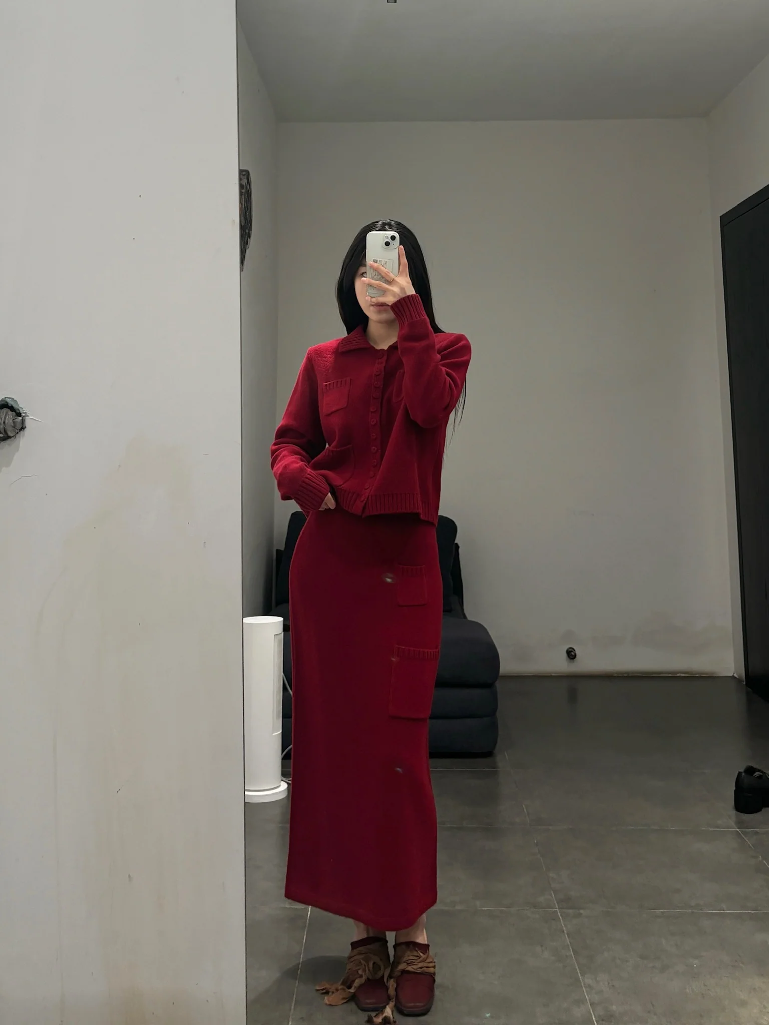 SWAYING 25 Early Spring Wool Pocket Cardigan/Skirt SW-SW25PS1T17-HONG Red Top SW25PS1T17 SW25PS3B09 - Image 10
