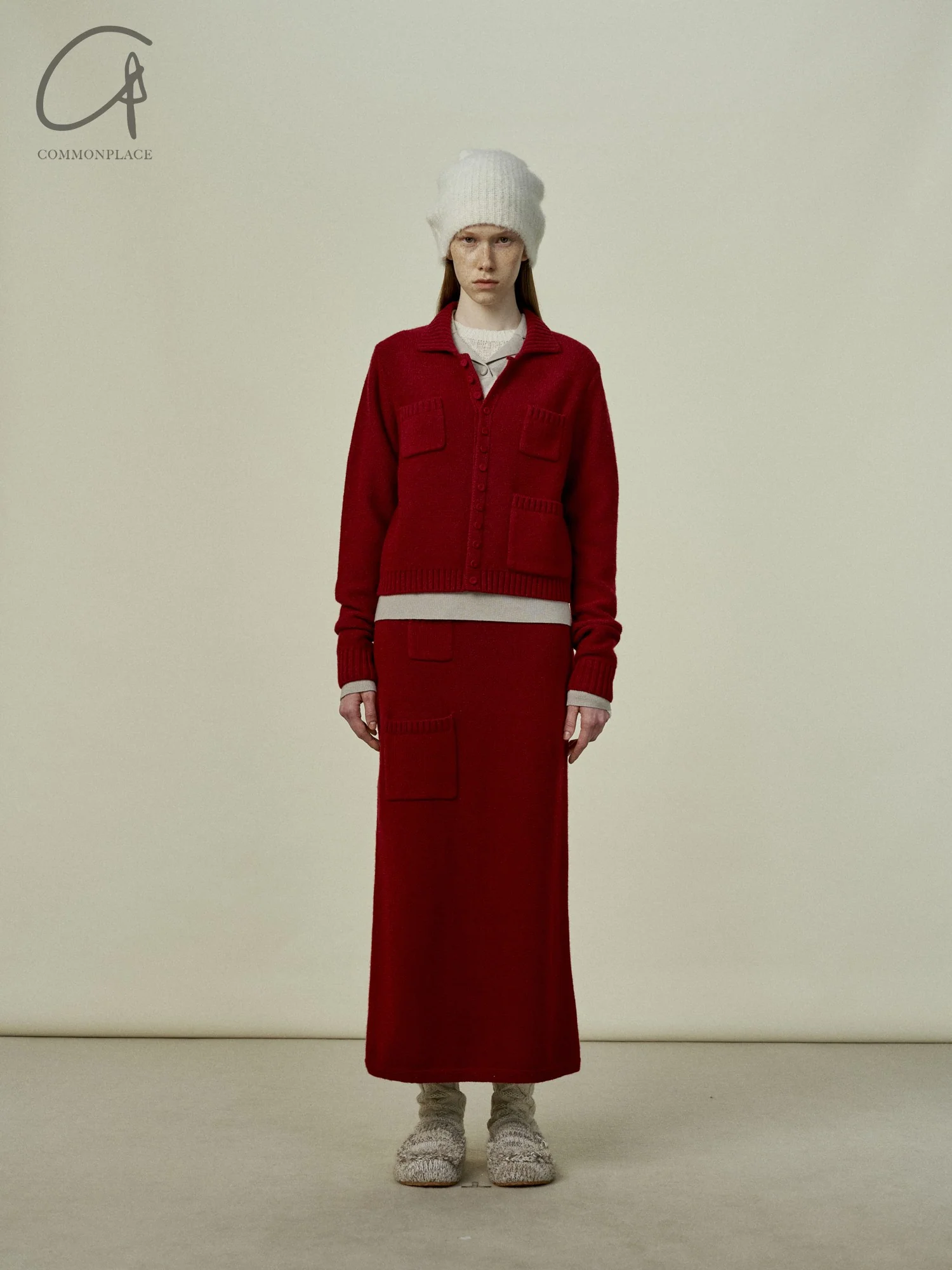 SWAYING 25 Early Spring Wool Pocket Cardigan/Skirt SW-SW25PS1T17-HONG Red Top SW25PS1T17 SW25PS3B09 - Image 9