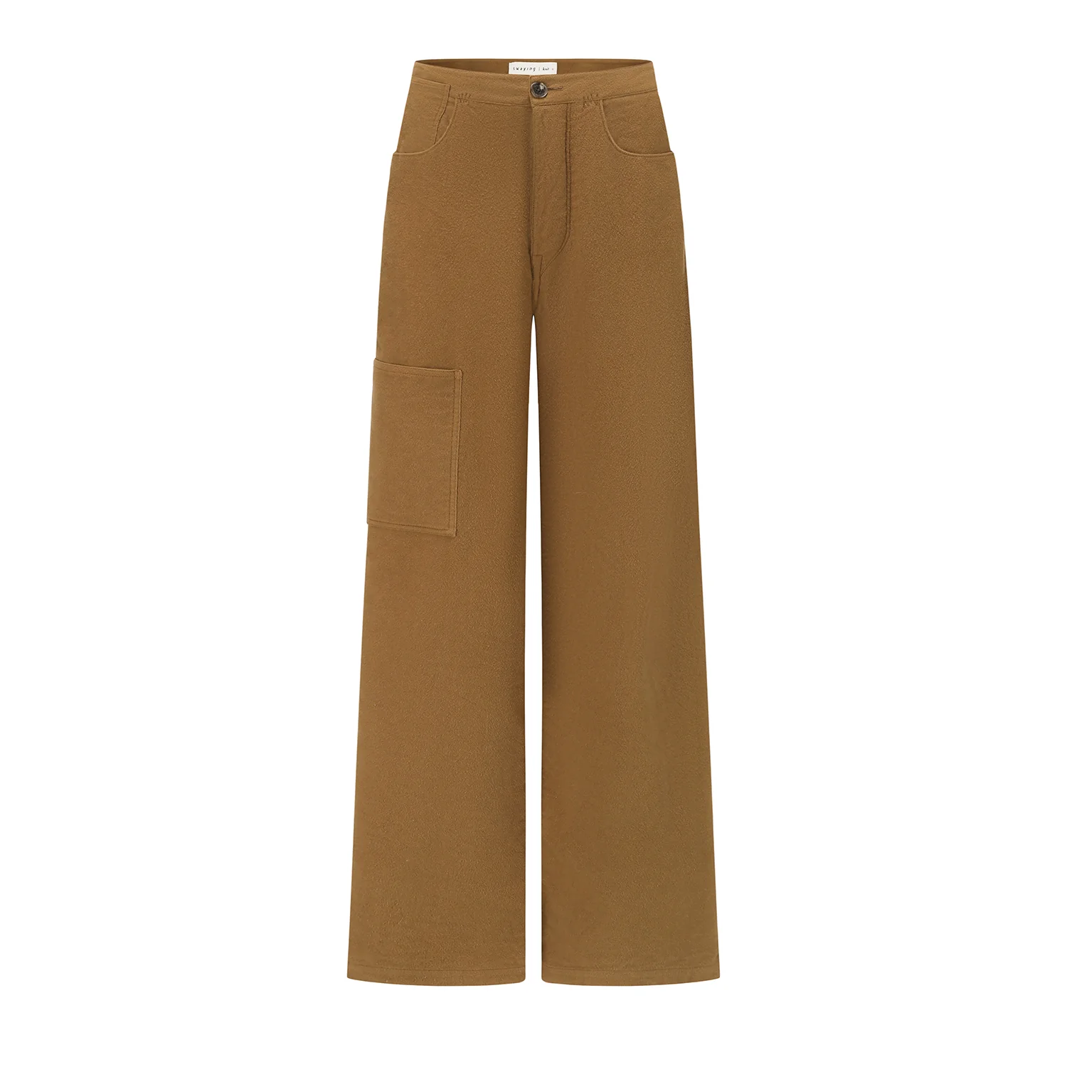 SWAYING 25 Fall/Winter Collection: Cotton Straight-Leg Pants with Fanned-Out Pockets (SW-SW25AW3B22C2S2-KF, Coffee) - Image 5