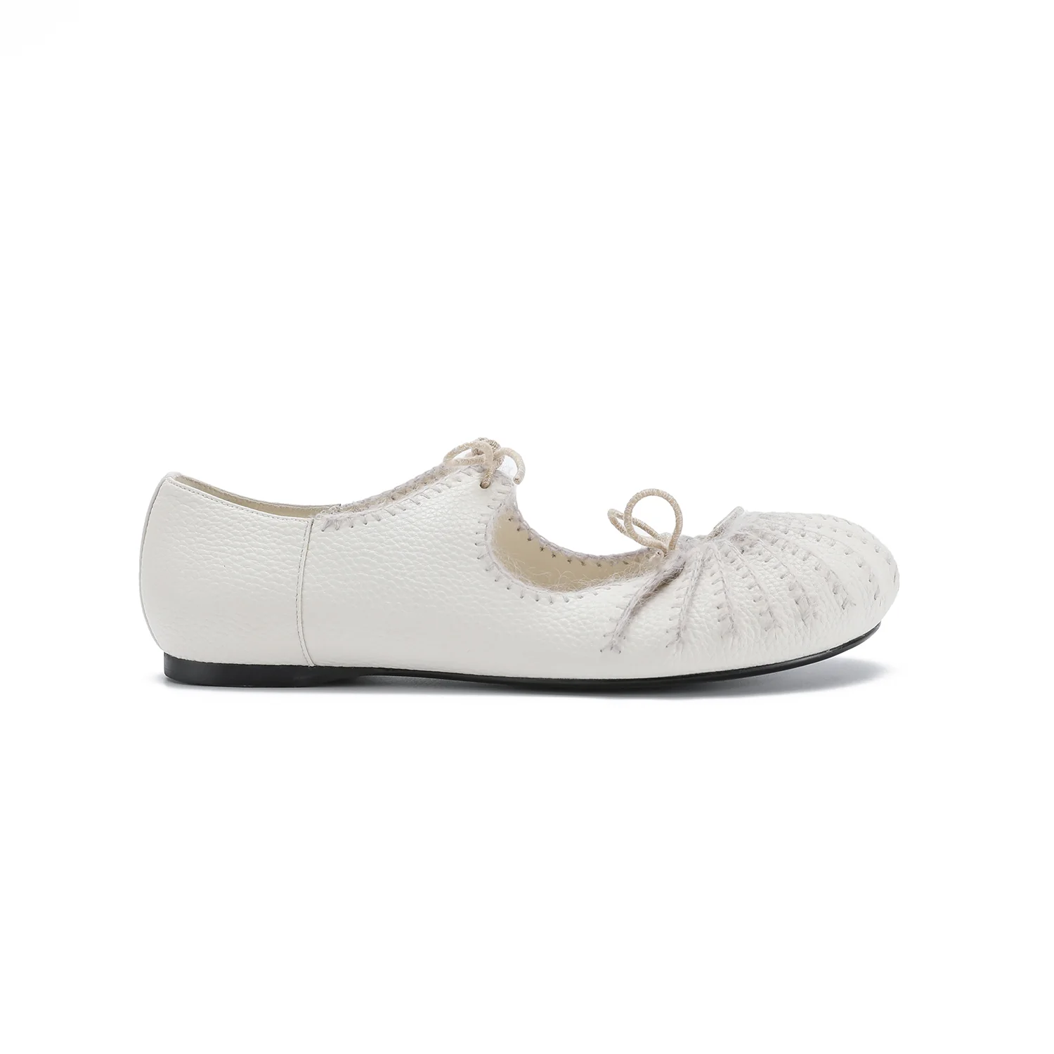 SWAYING 25 Fall/Winter Collection: Pleated Lace-Up Mary Jane Shoes SW-SW-SW25AW4P07C1S38-BAI White - Image 6