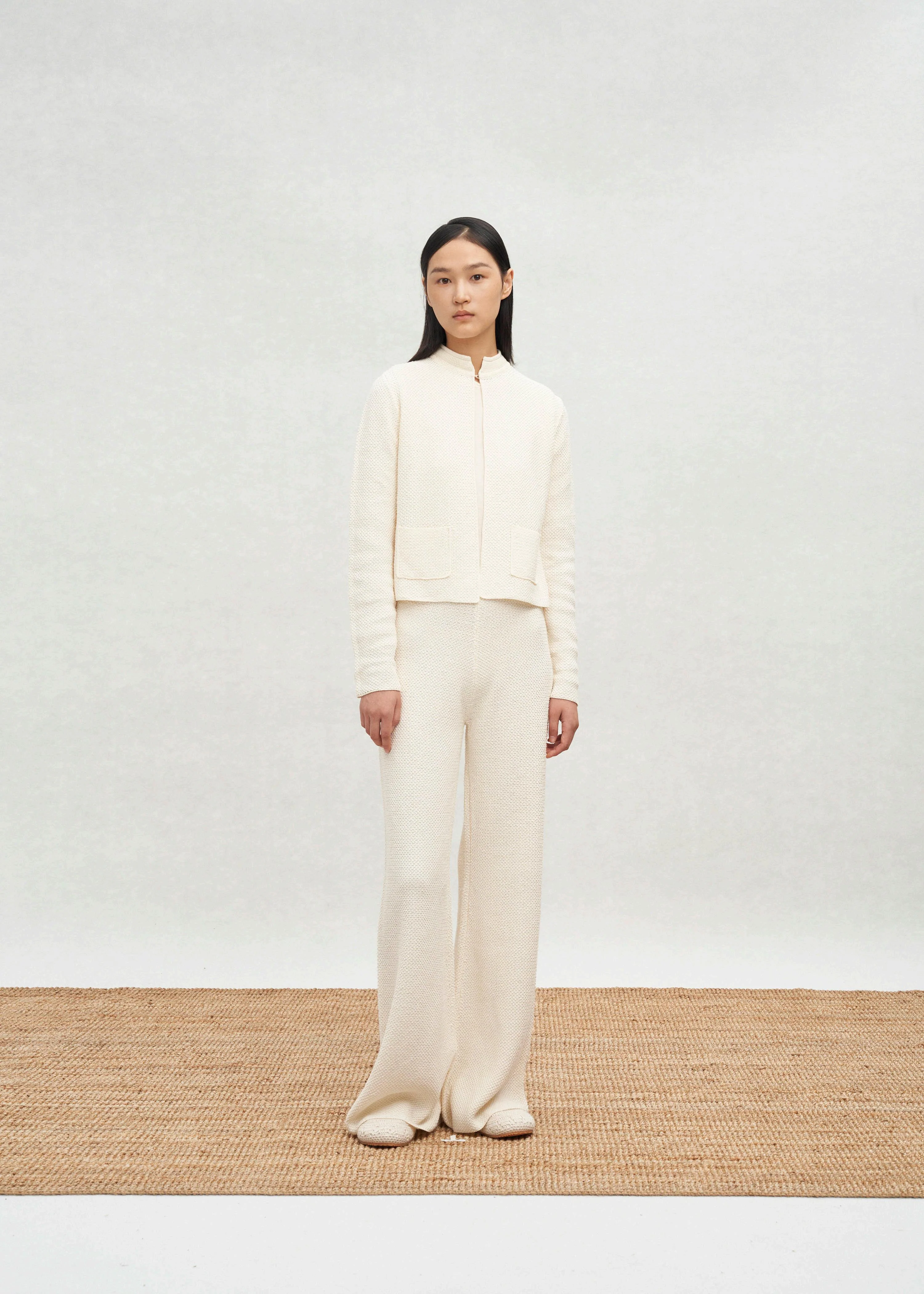 SWAYING 25 Spring/Summer Knit Straight Pants SW-SW25SS3B16C1-BAI White - Image 5