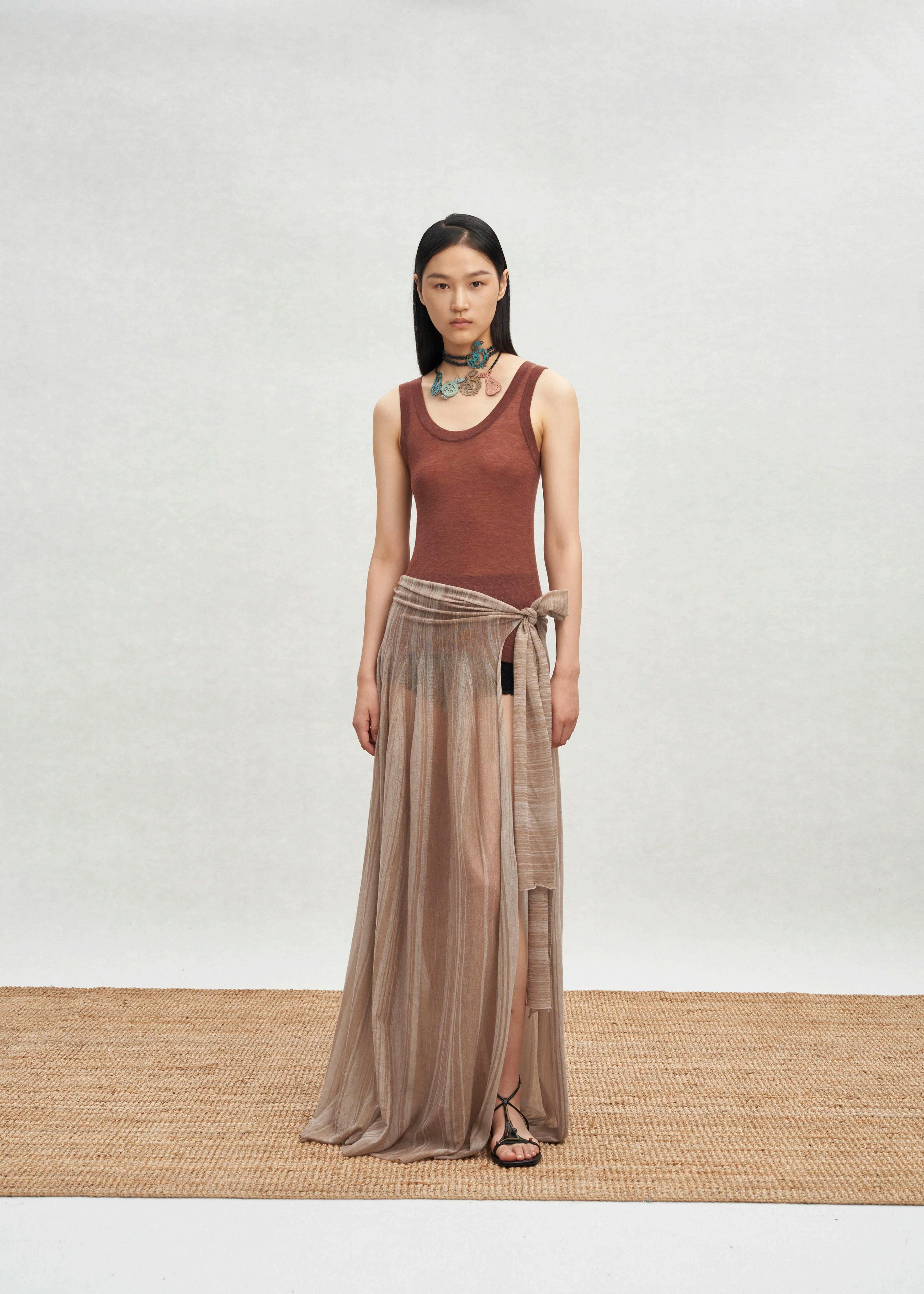 SWAYING 25 Spring/Summer Water-soluble Wool Round Neck Vest SW-SW25SS1T10C4-HZ Red Brown SW-SW25SS1T10C2 - Image 5
