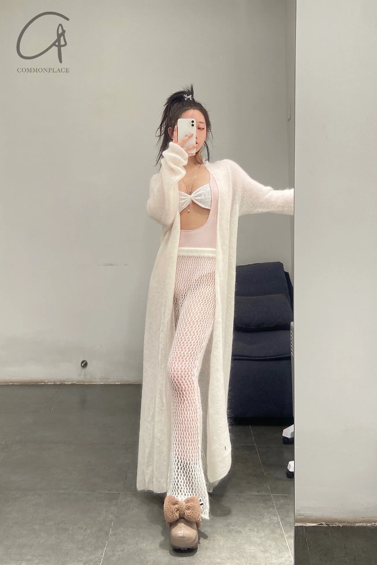 SWAYING/KNIT Bow Jumpsuit SW22SST70 Light Pink/White - Image 20