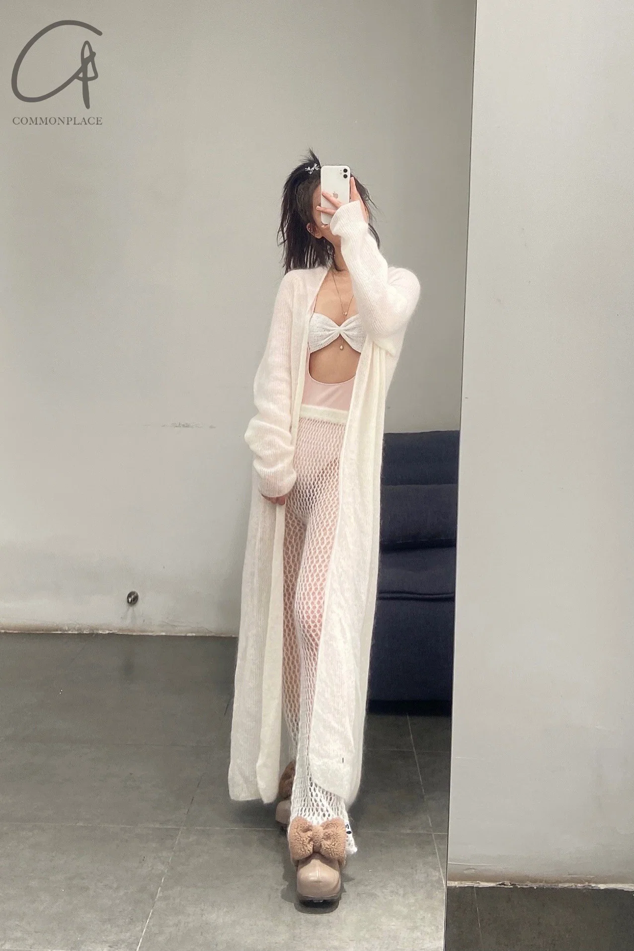 SWAYING/KNIT Bow Jumpsuit SW22SST70 Light Pink/White - Image 21