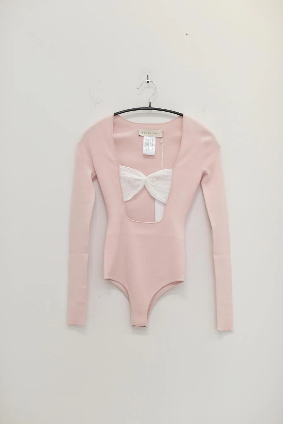 SWAYING/KNIT Bow Jumpsuit SW22SST70 Light Pink/White - Image 8