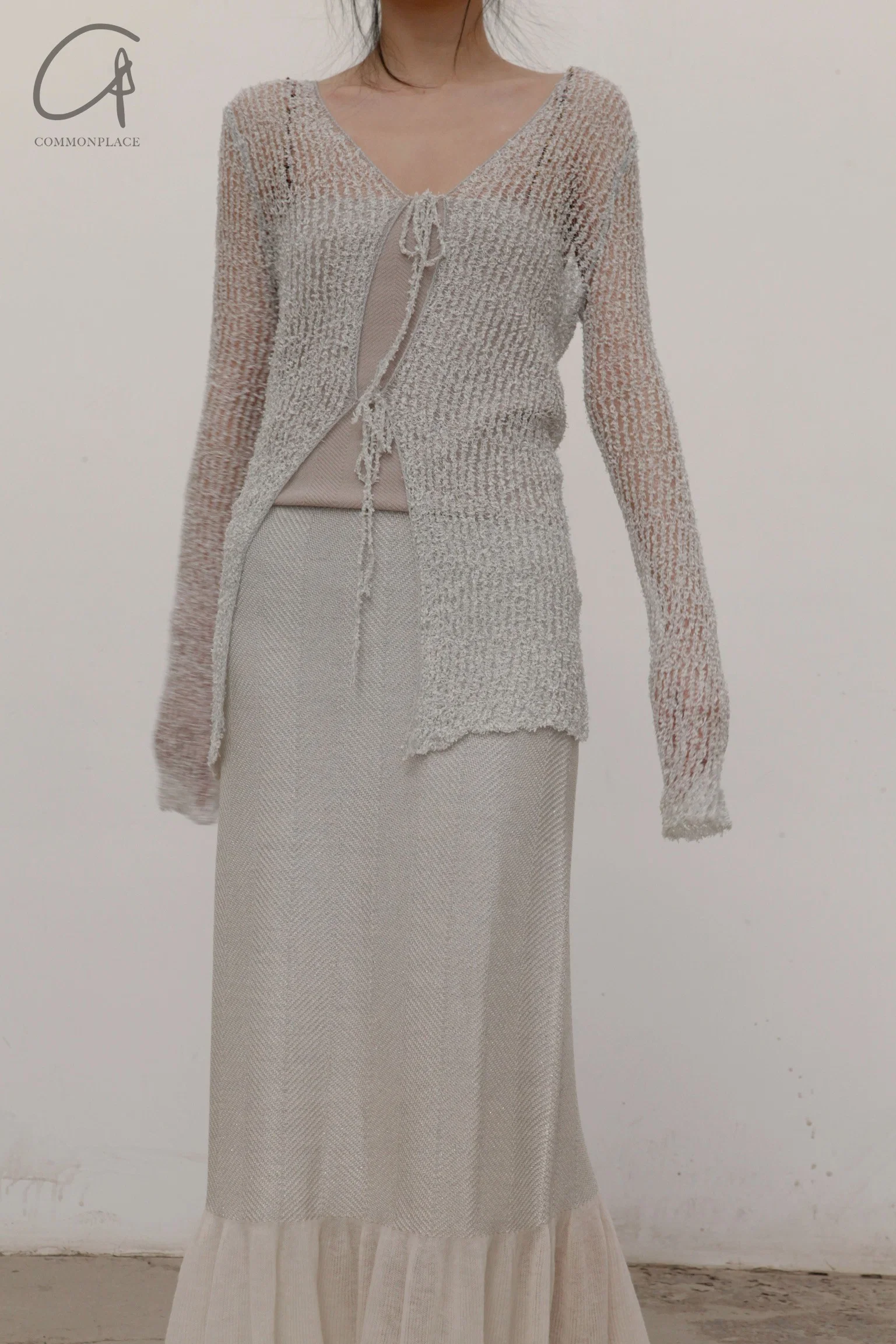 SWAYING/KNIT Cloud Skirt SW212XZ07 Gray/White PS33 - Image 2