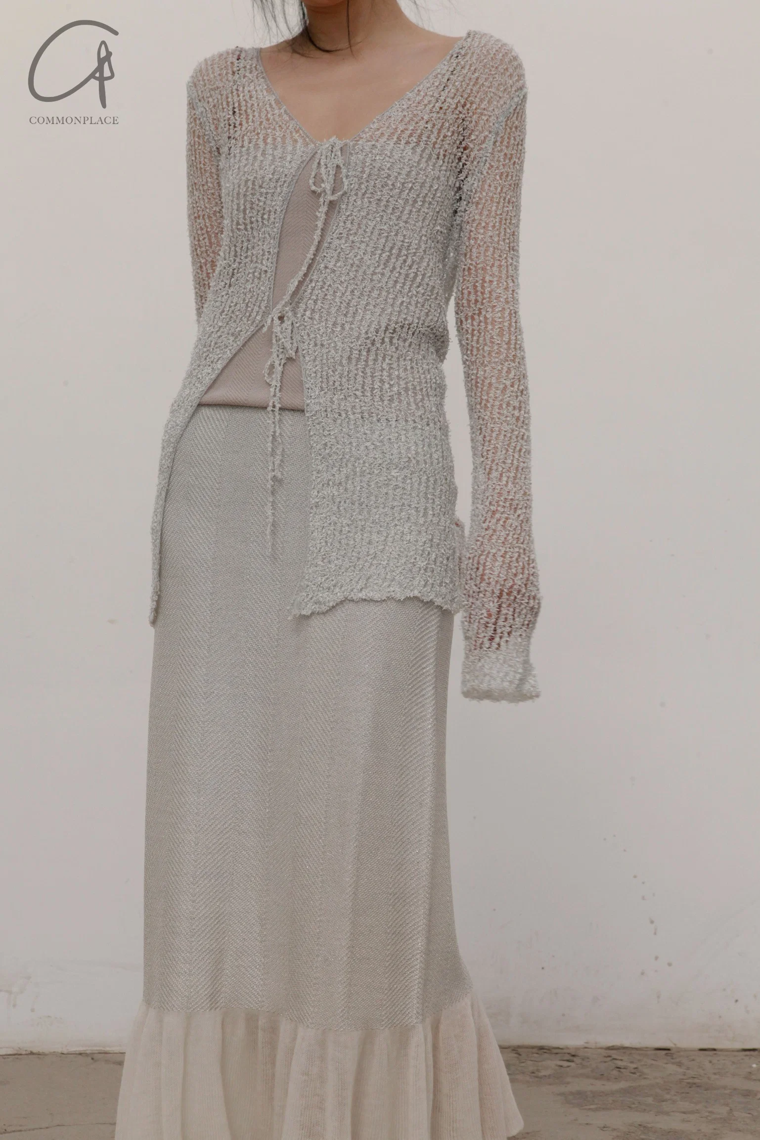 SWAYING/KNIT Cloud Skirt SW212XZ07 Gray/White PS33 - Image 3