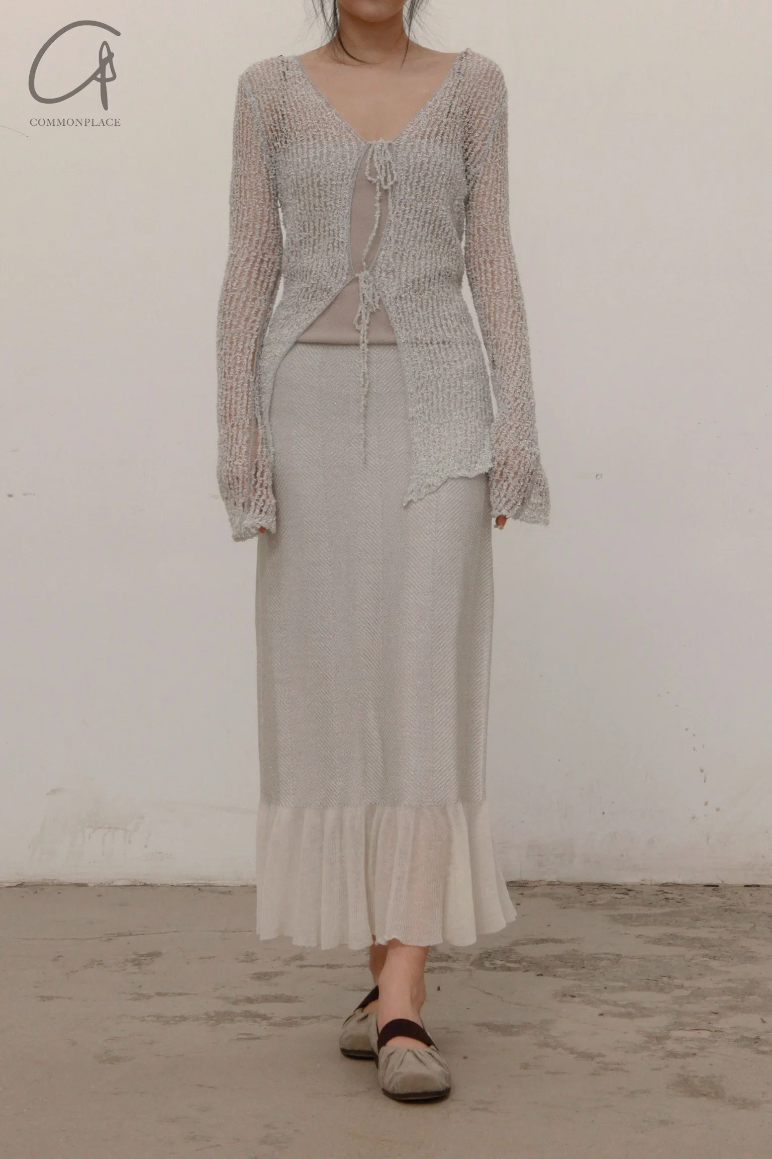 SWAYING/KNIT Cloud Skirt SW212XZ07 Gray/White PS33 - Image 6