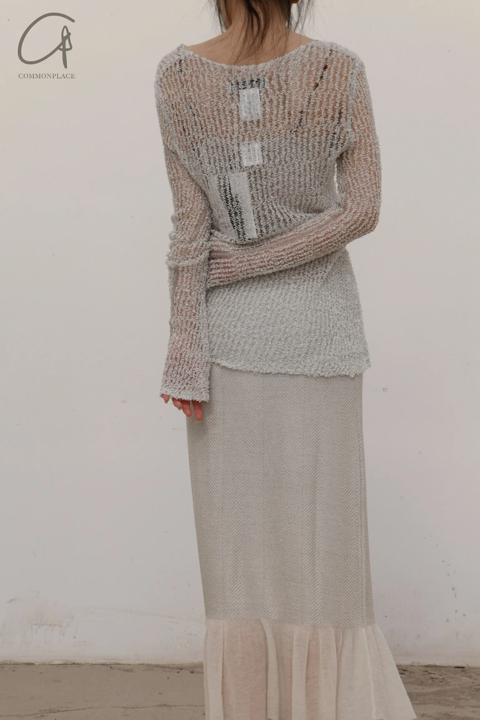 SWAYING/KNIT Cloud Skirt SW212XZ07 Gray/White PS33 - Image 8