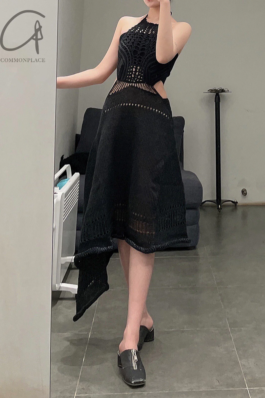 SWAYING/KNIT Crochet Backless Dress SW22SSL38 Black - Image 10