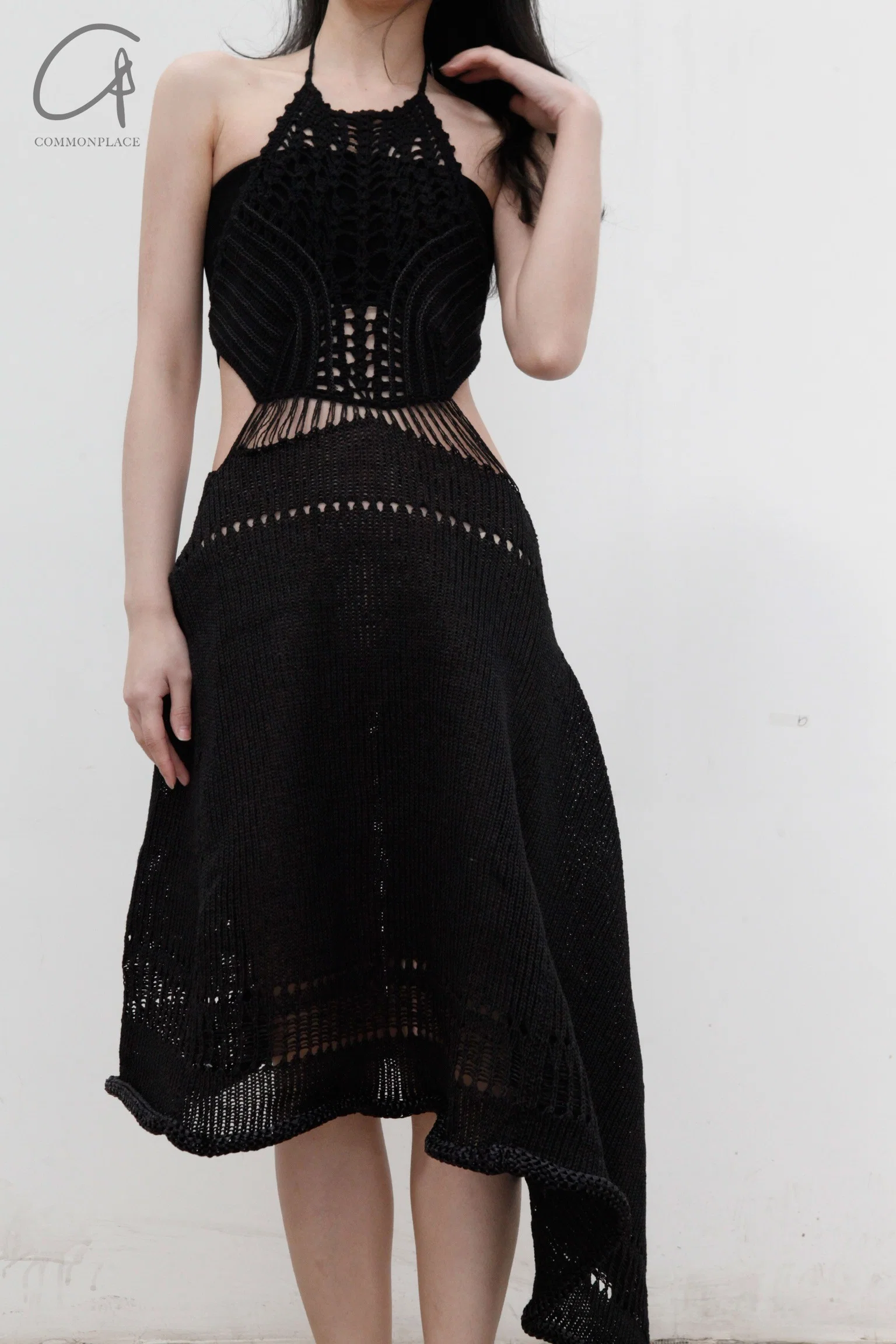 SWAYING/KNIT Crochet Backless Dress SW22SSL38 Black - Image 2