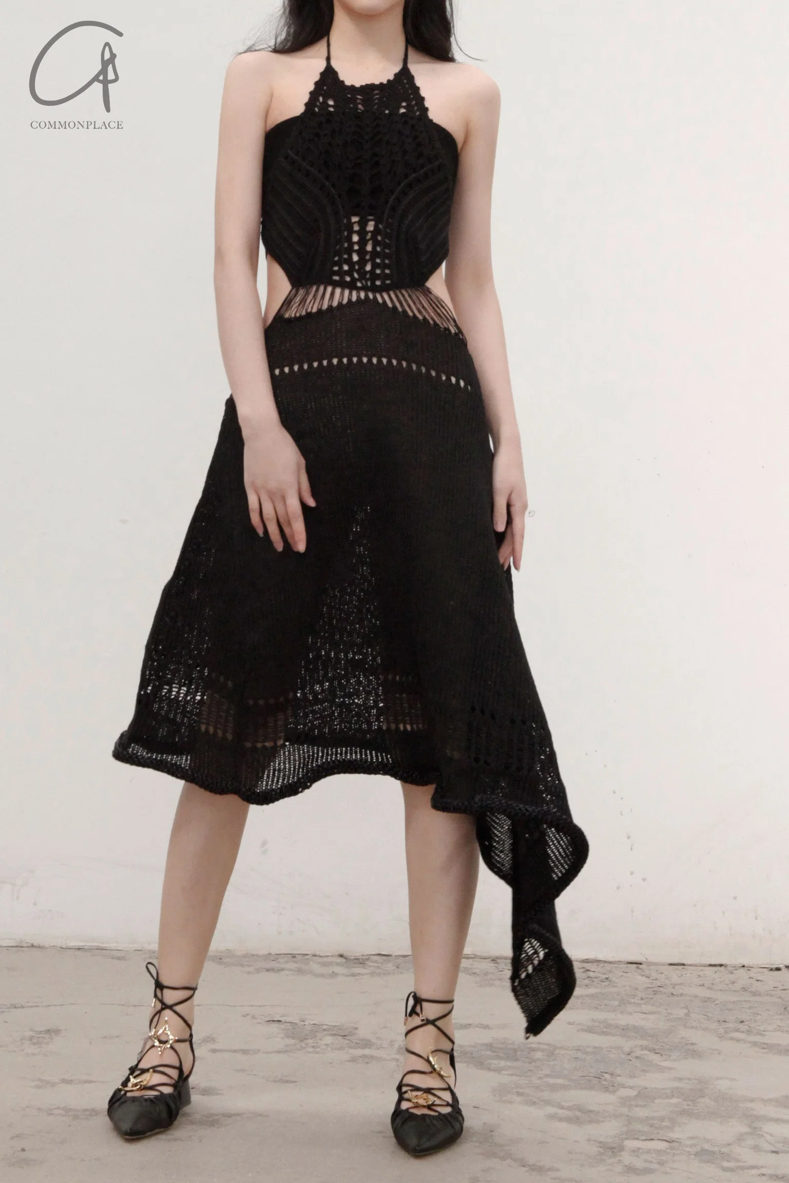 SWAYING/KNIT Crochet Backless Dress SW22SSL38 Black - Image 4