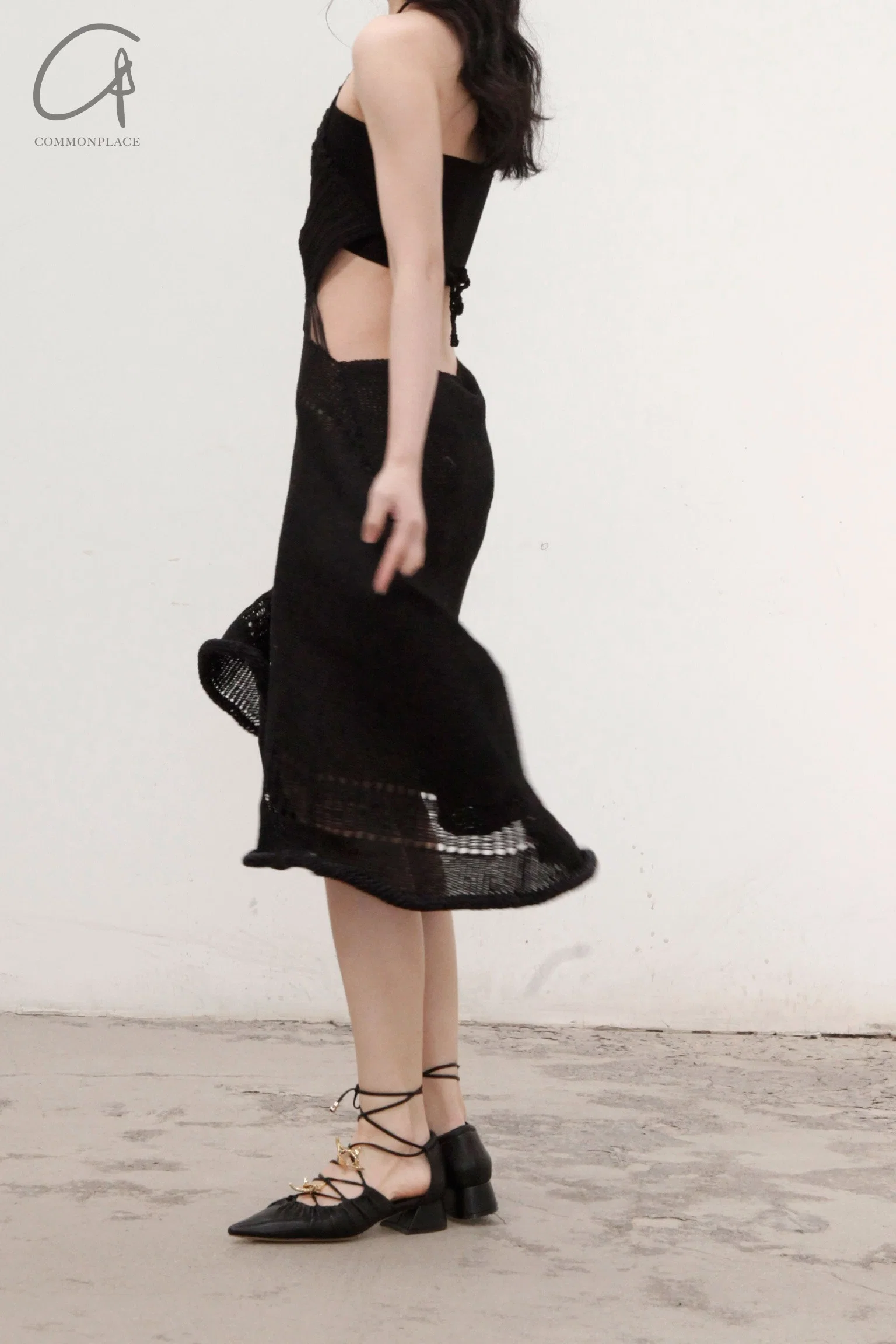 SWAYING/KNIT Crochet Backless Dress SW22SSL38 Black - Image 5